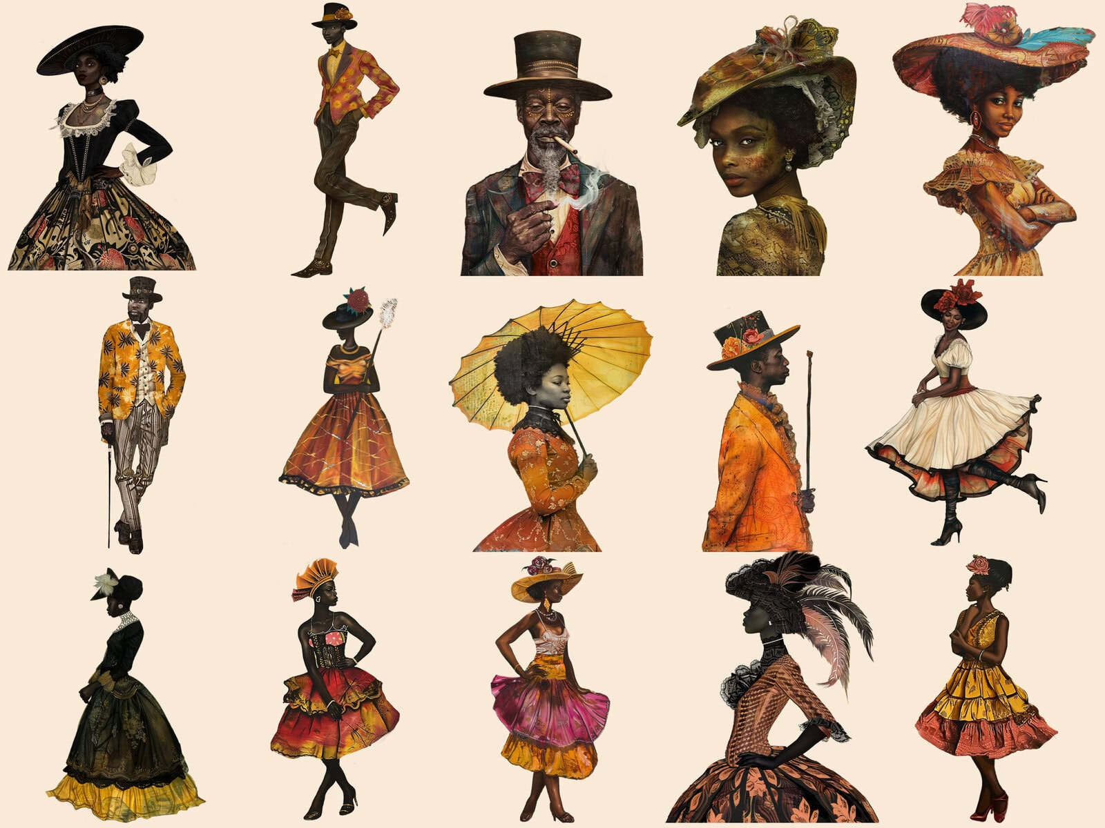 New Orleans Vintage People Clipart & Backgrounds - Image 4