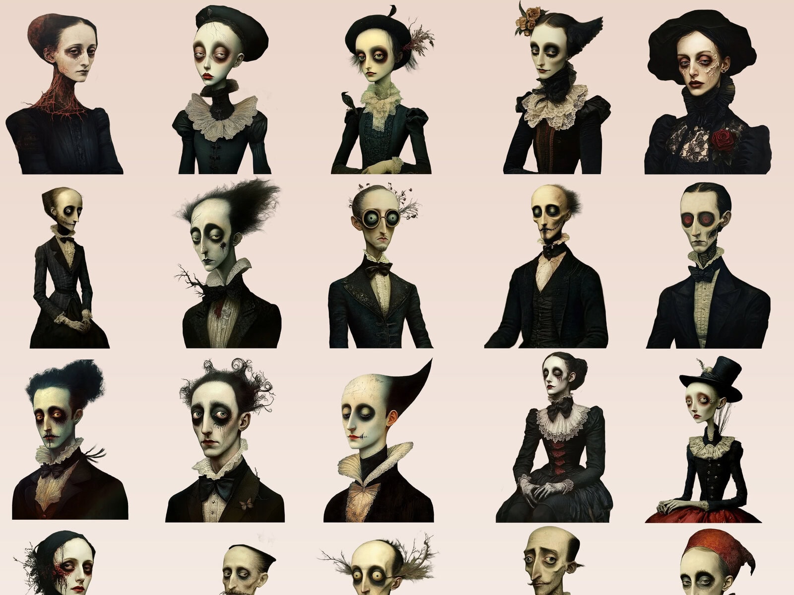 Surreal Nightmare Creepy Halloween Portraits Clipart & Backgrounds - Image 2