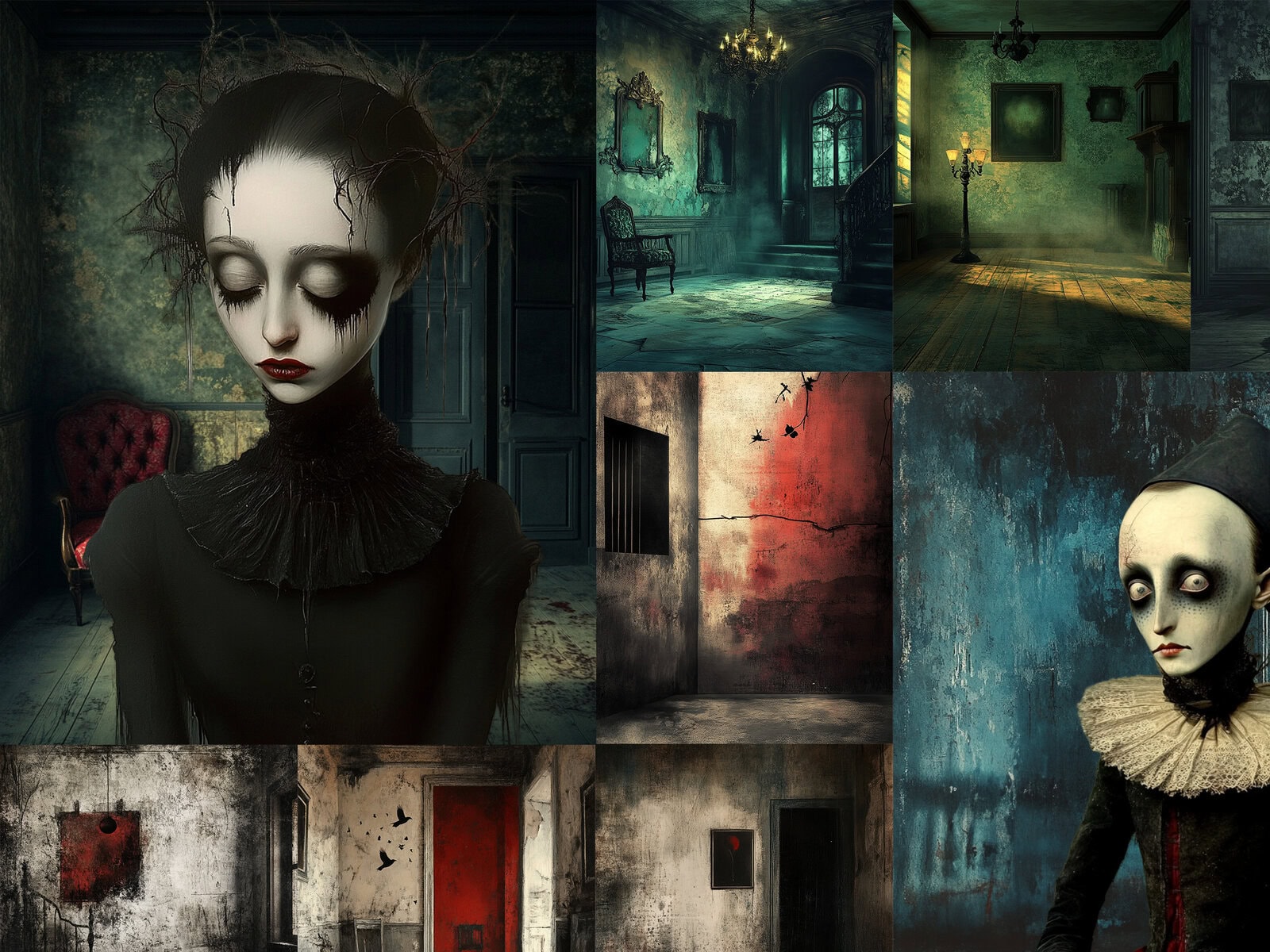 Surreal Nightmare Creepy Halloween Portraits Clipart & Backgrounds - Image 5