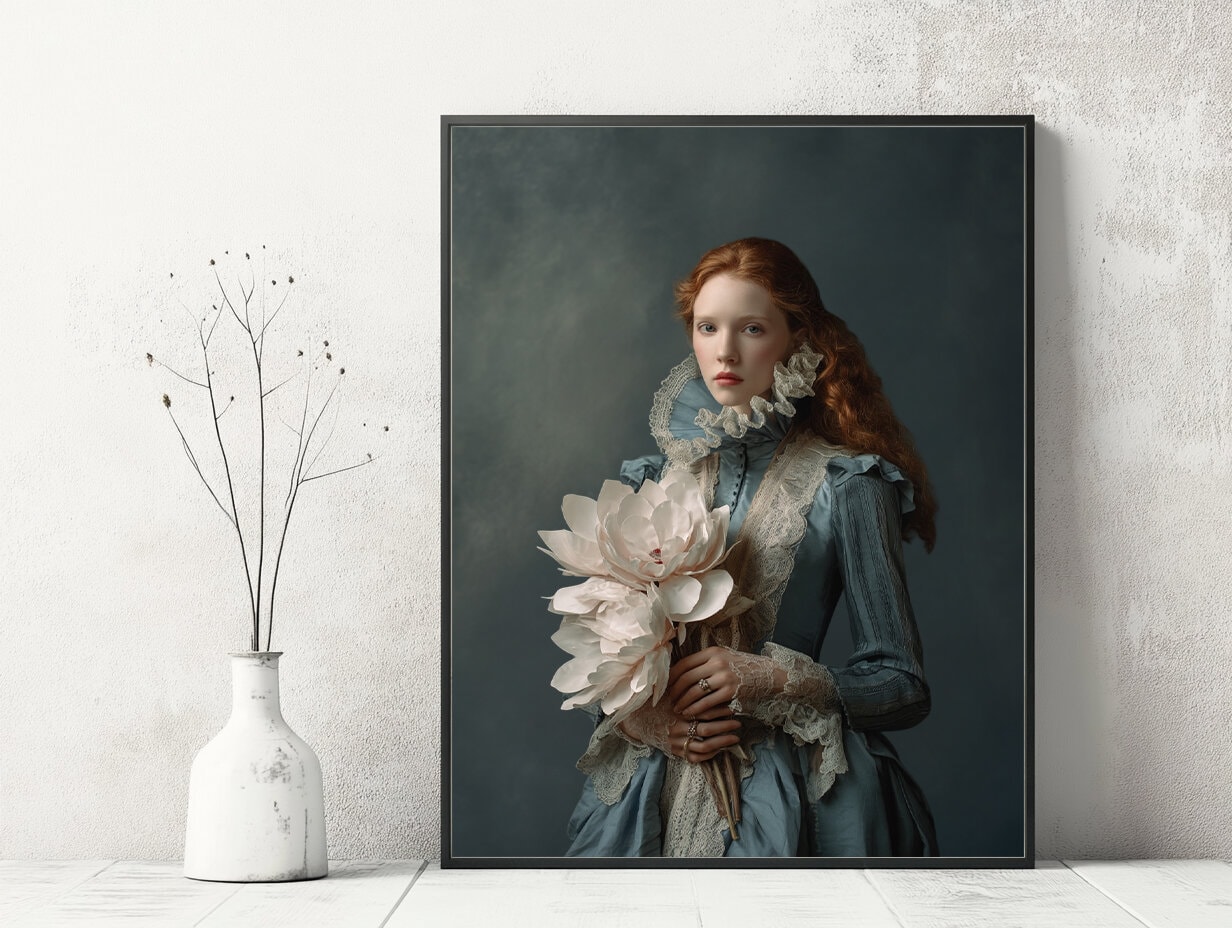 Woman Portraits with Paper Flowers Clipart & Backgrounds - Image 4