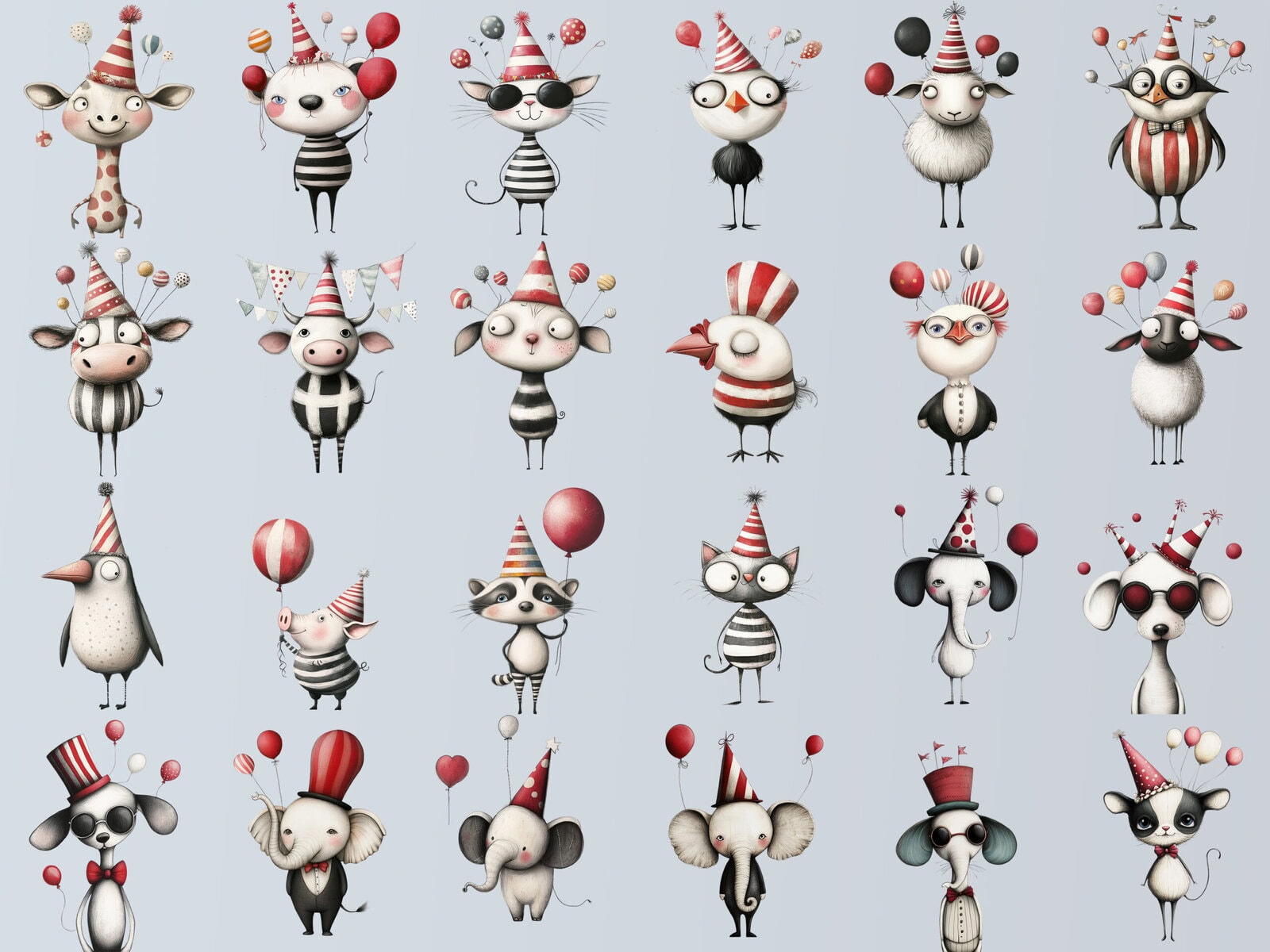 Cute Party Animals Clipart & Backgrounds - Image 2