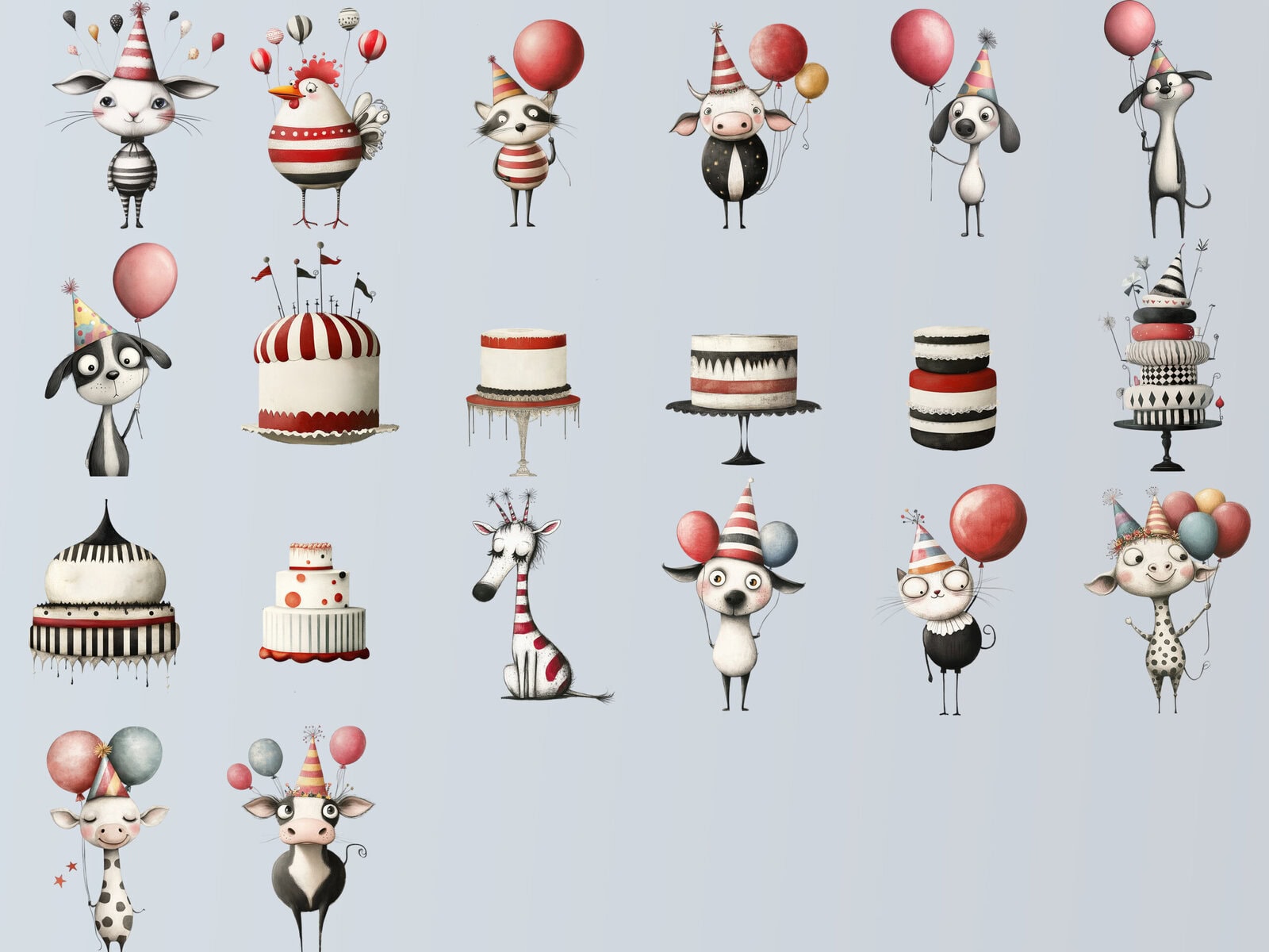 Cute Party Animals Clipart & Backgrounds - Image 3