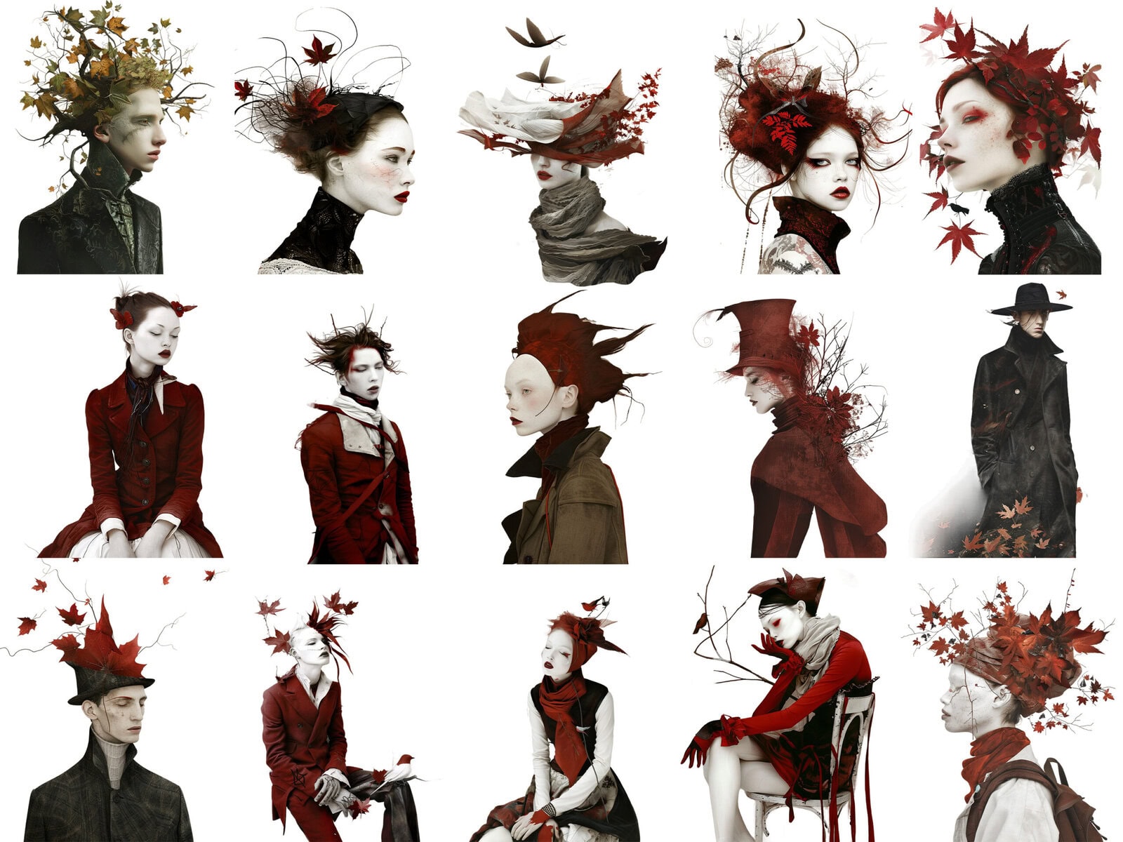 Peculiar Autumn People Part 1 Clipart & Backgrounds - Image 2