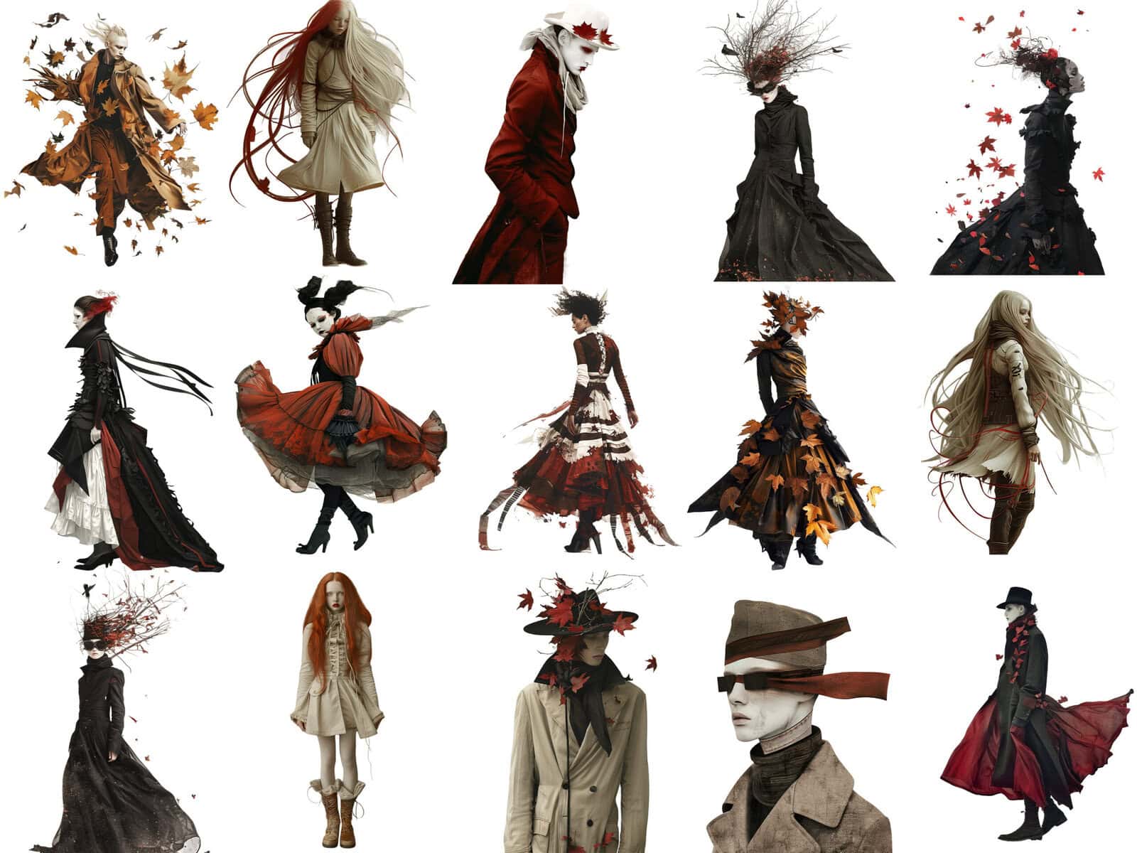 Peculiar Autumn People Part 1 Clipart & Backgrounds - Image 3