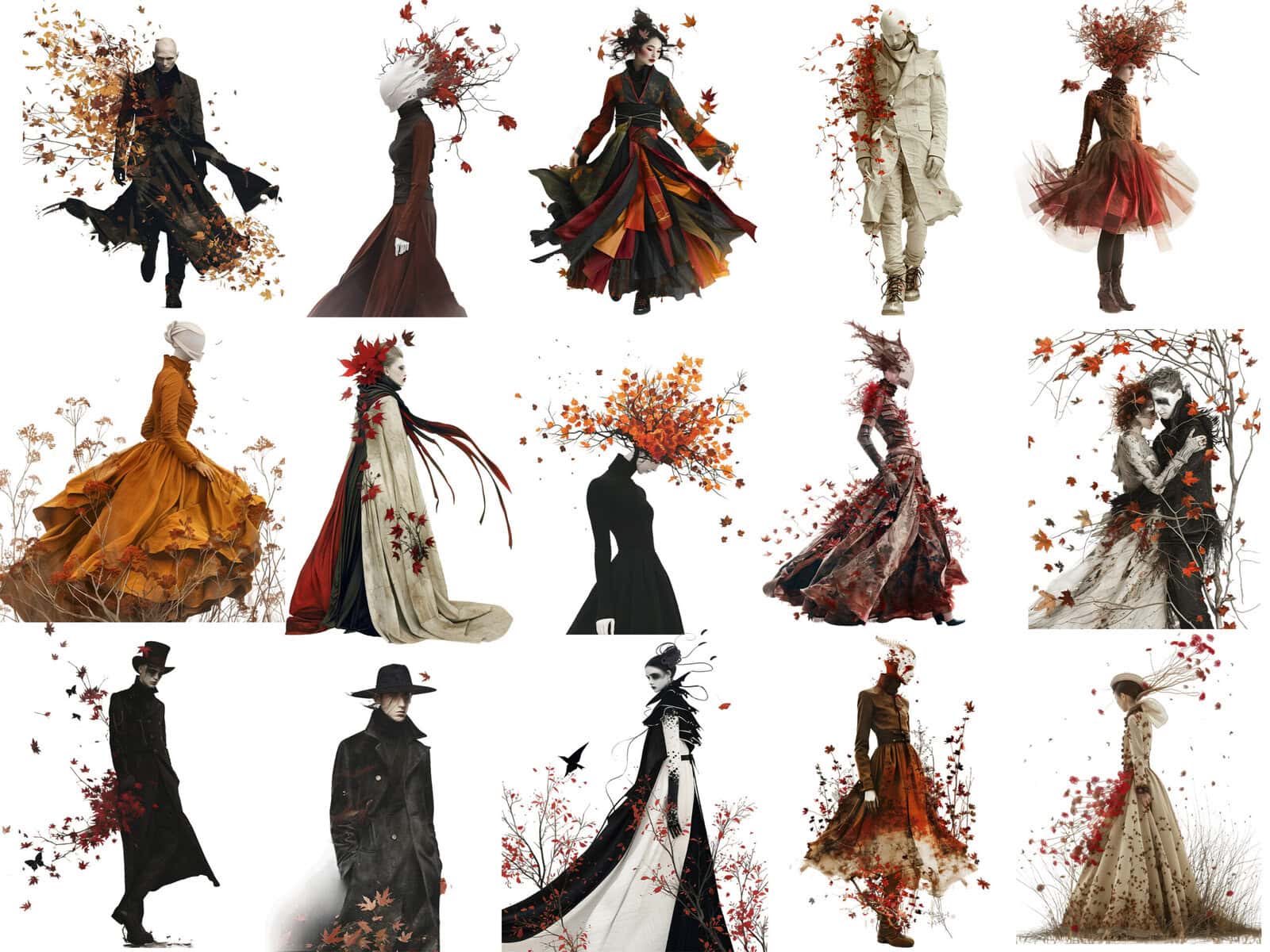 Peculiar Autumn People Part 1 Clipart & Backgrounds - Image 4