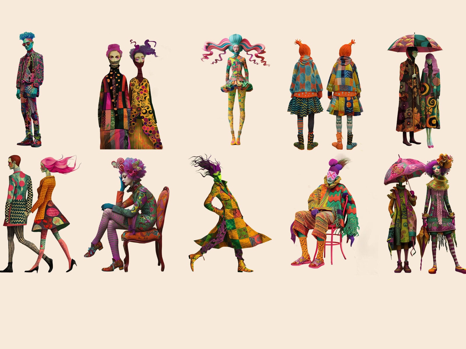 Peculiar Quirky Autumn People Clipart & Backgrounds - Image 4