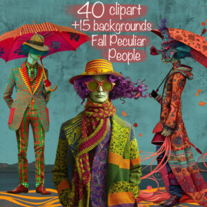Peculiar Quirky Autumn People Clipart & Backgrounds