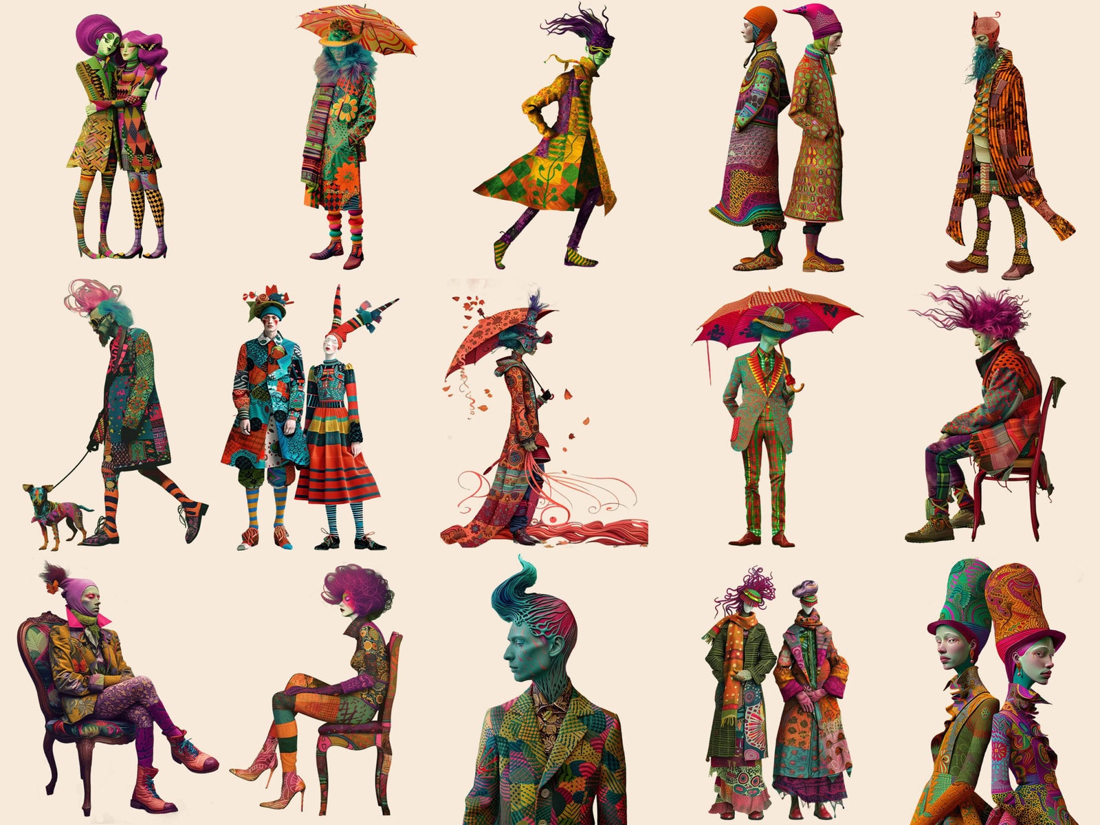 Peculiar Quirky Autumn People Clipart & Backgrounds - Image 2