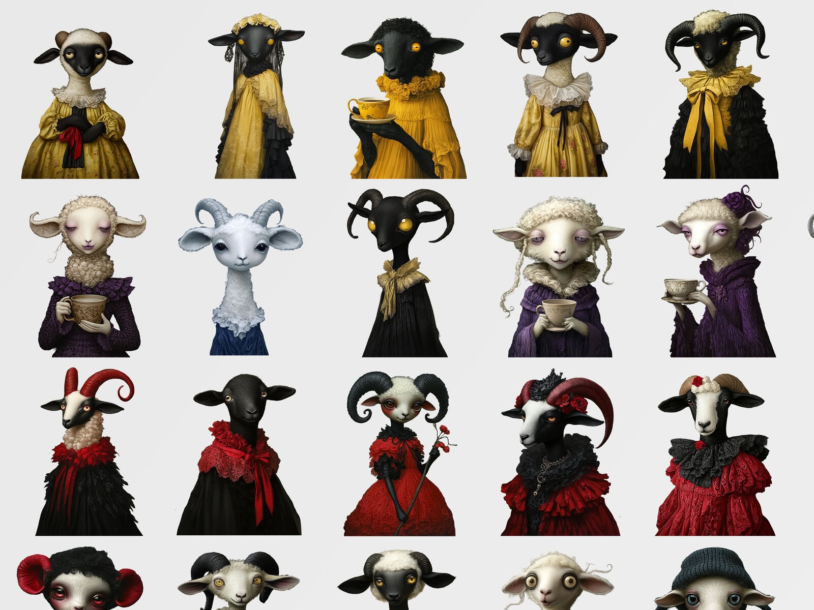 Whimsy Funny Sheep Characters Clipart & Backgrounds - Image 2