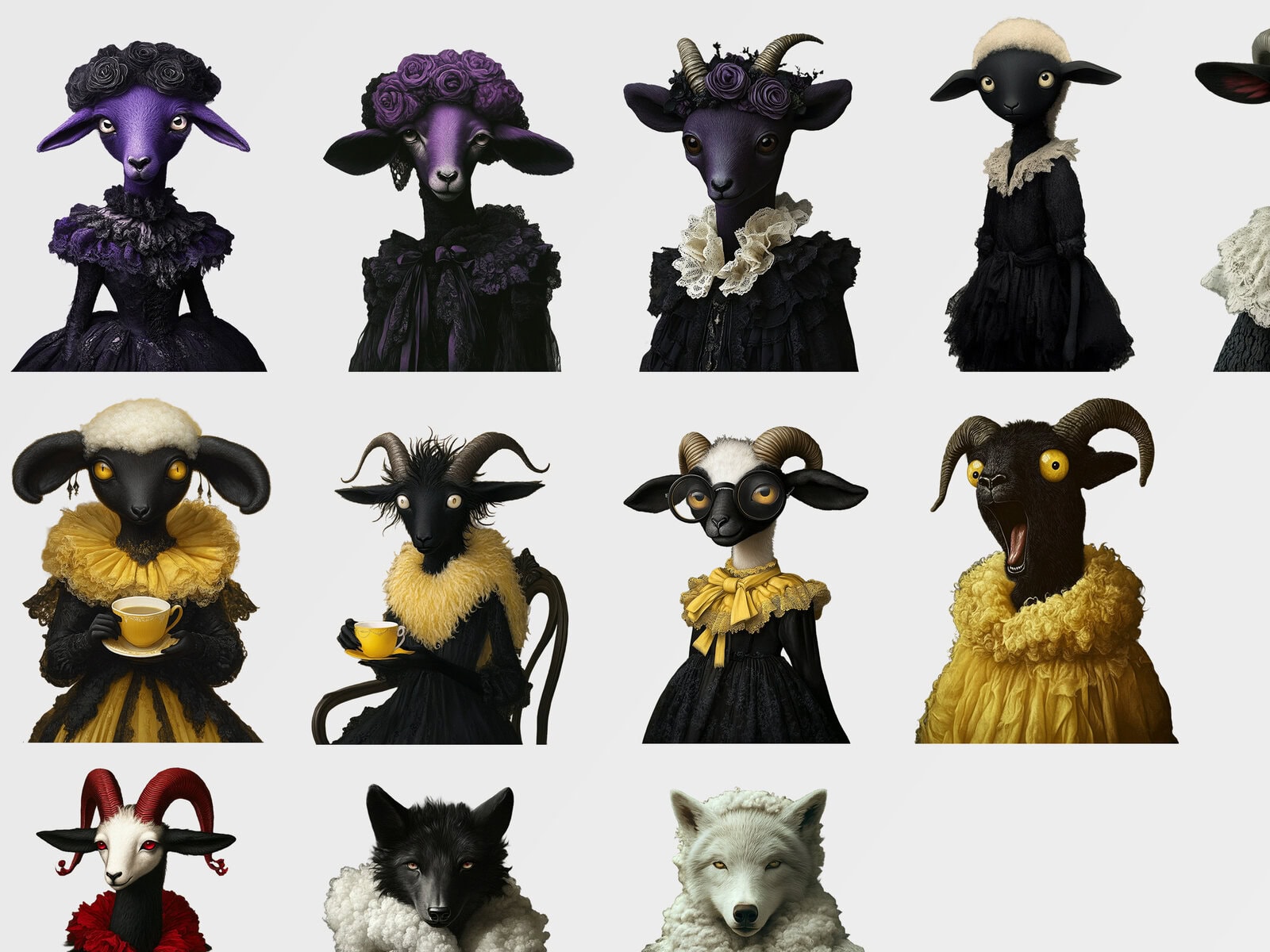 Whimsy Funny Sheep Characters Clipart & Backgrounds - Image 3