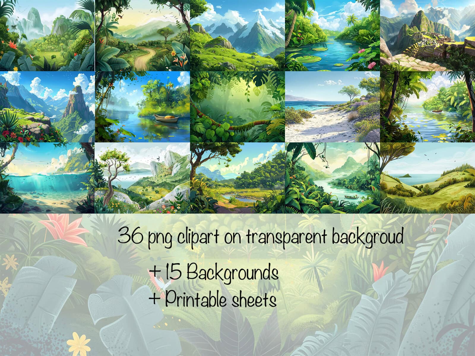 Quirky Whimsy South America Animals Clipart & Backgrounds - Image 4