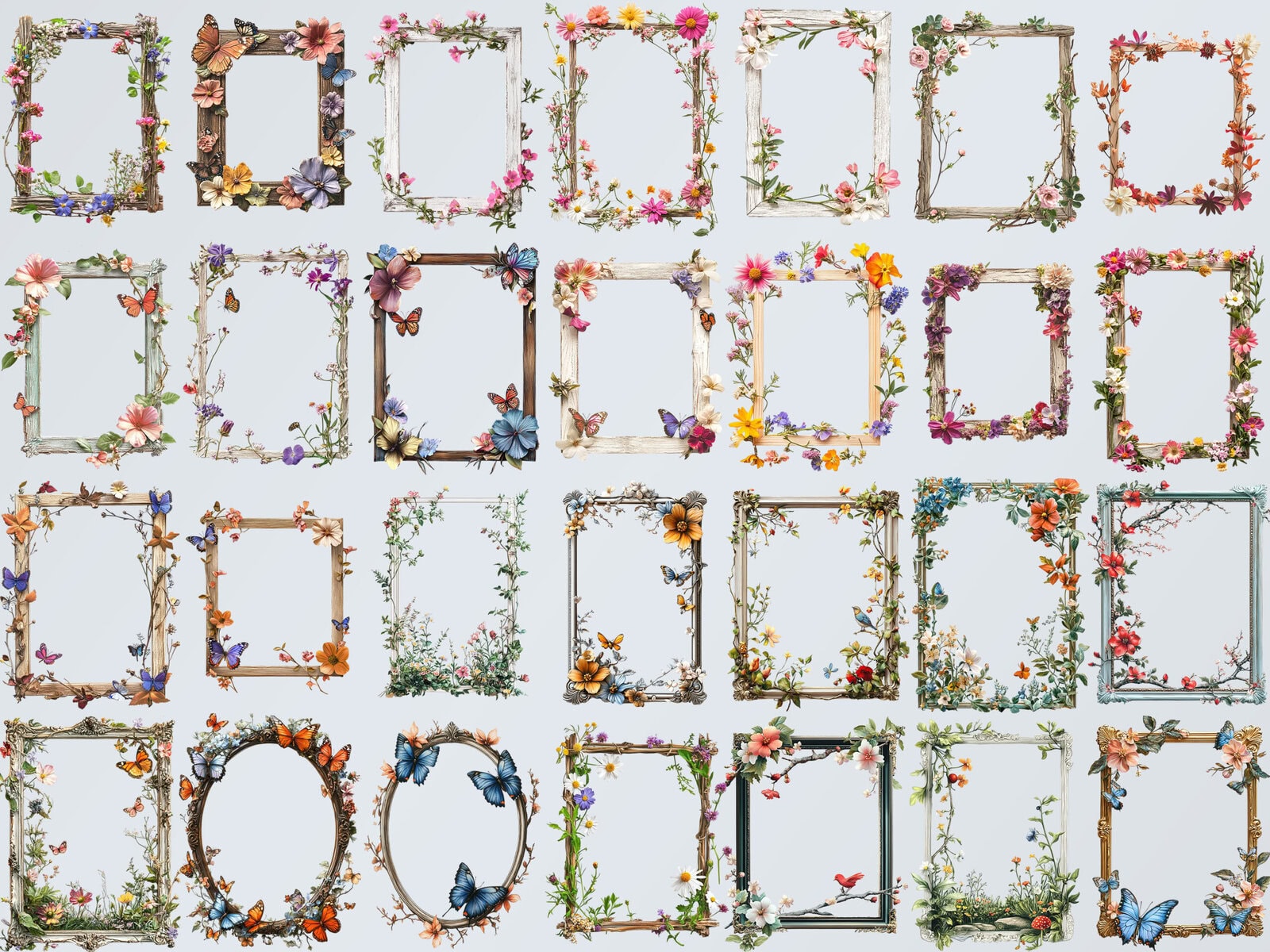 Whimsical Floral Spring Frames Clipart - Image 2