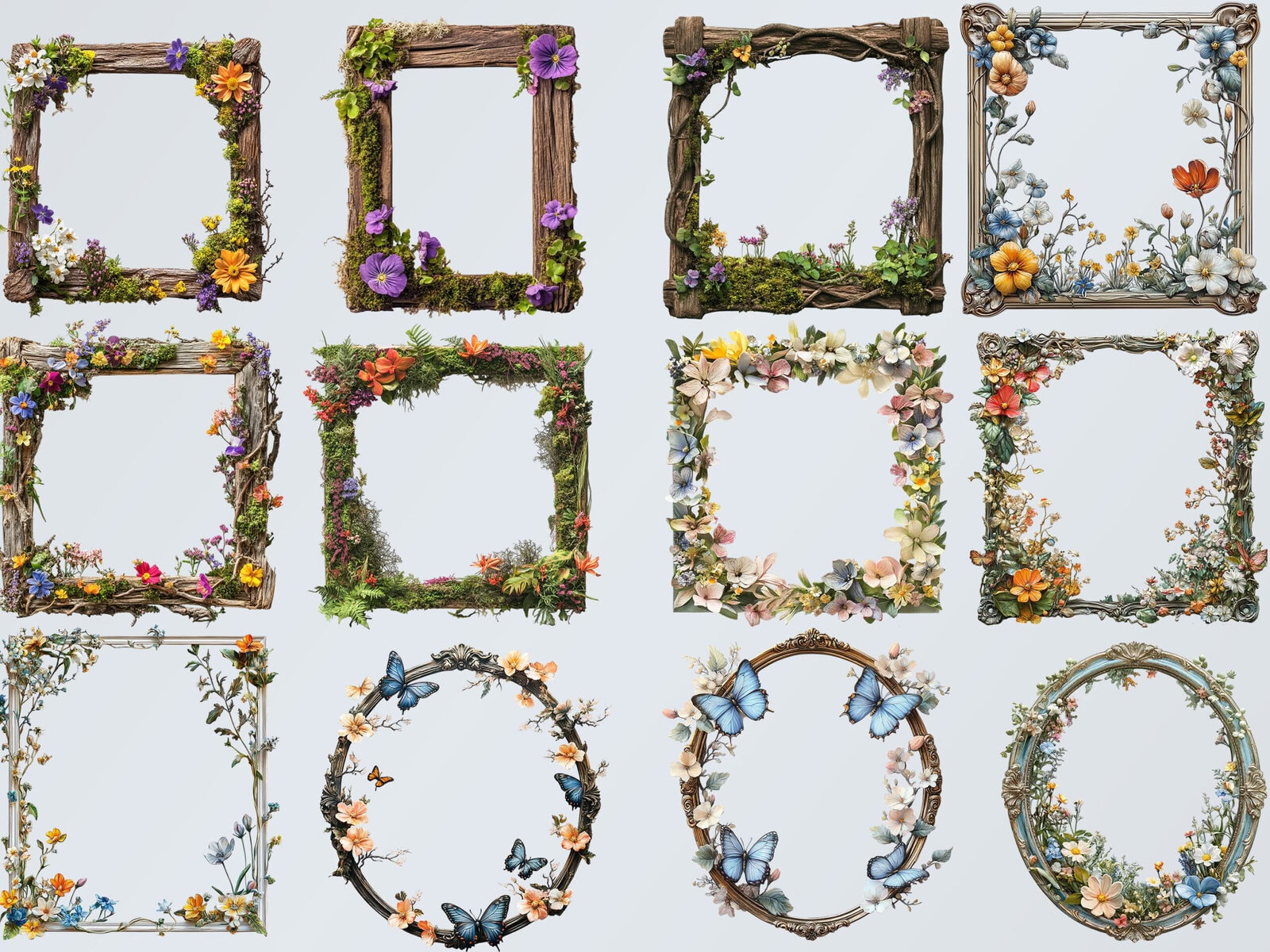 Whimsical Floral Spring Frames Clipart - Image 3