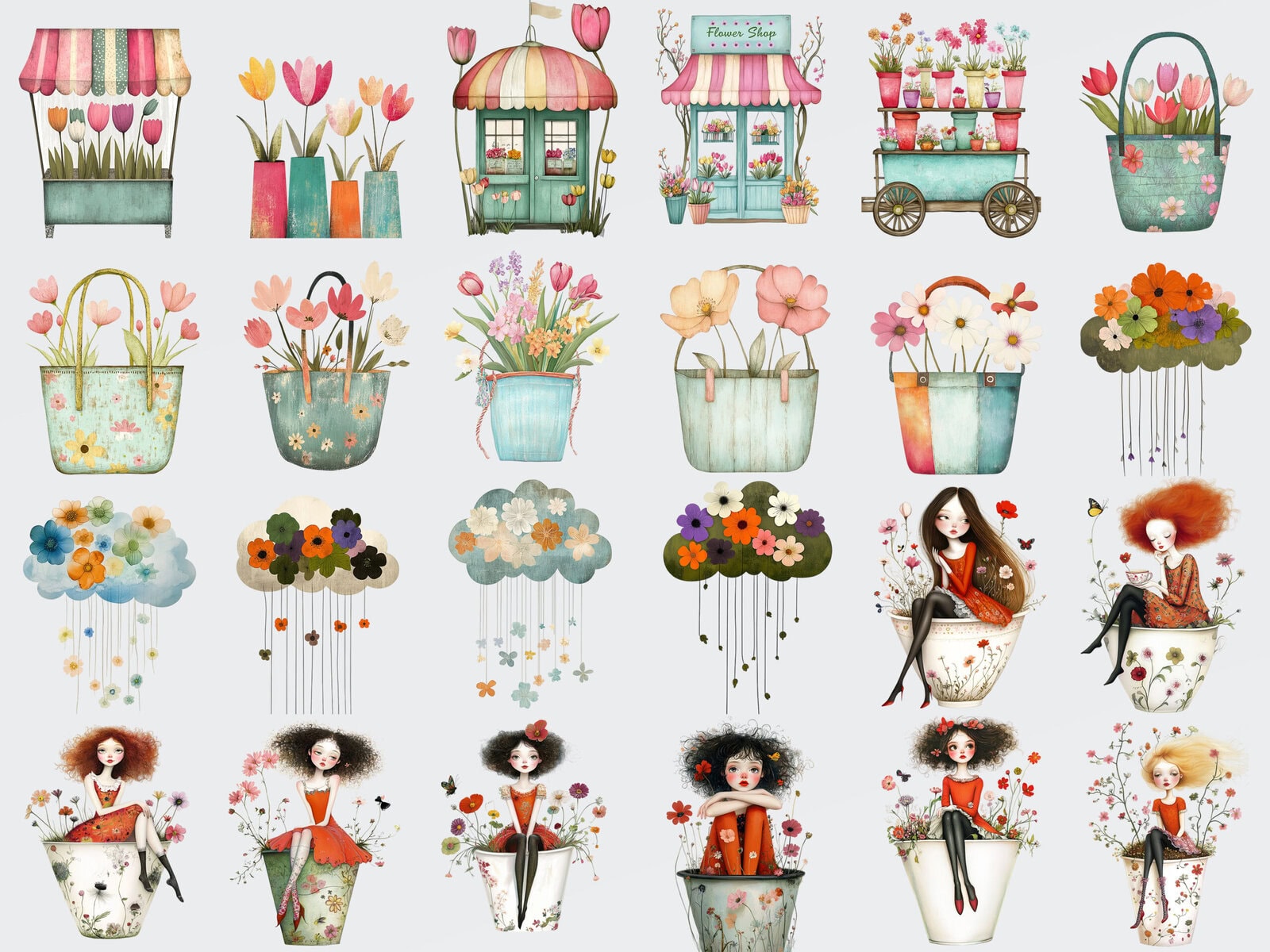 Whimsical Spring Fun Clipart & Backgrounds - Image 2