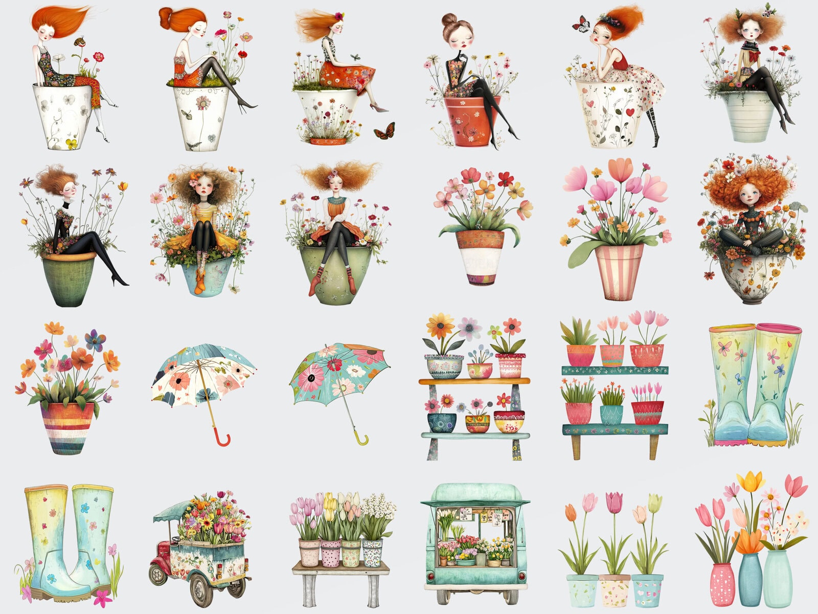 Whimsical Spring Fun Clipart & Backgrounds - Image 3