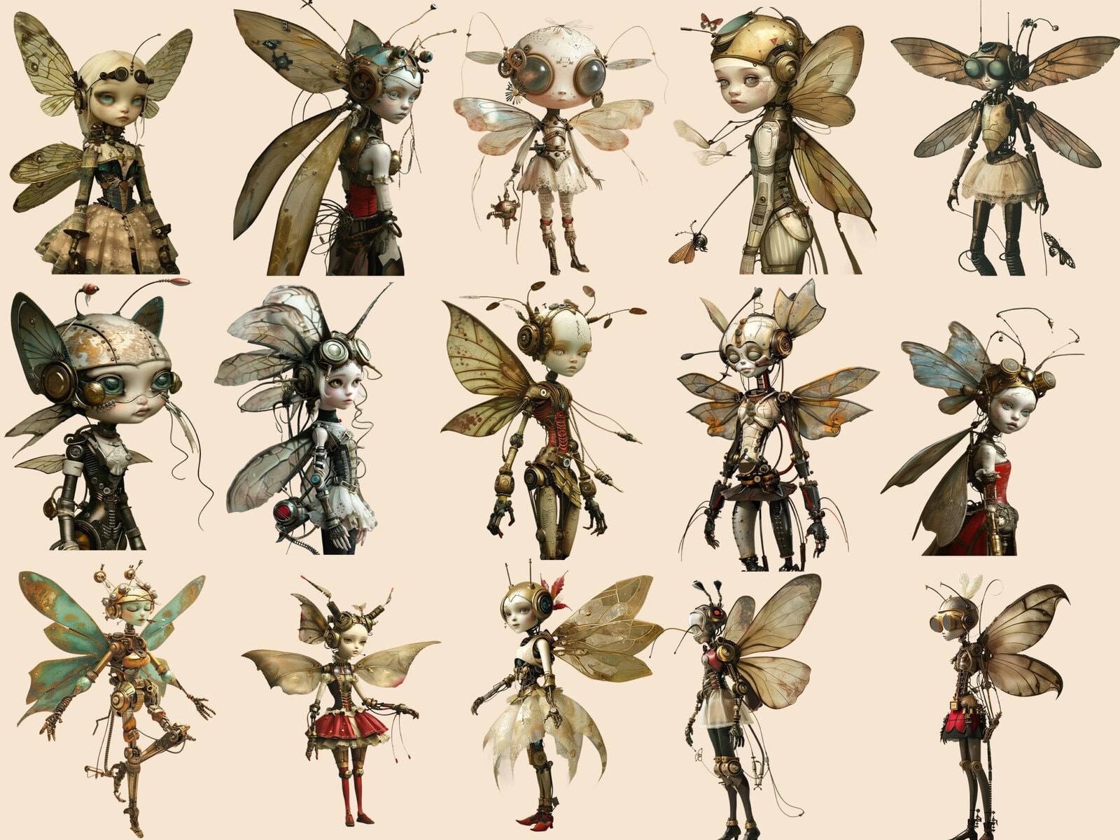 Dystopian Steampunk Fairies Clipart & Backgrounds - Image 3
