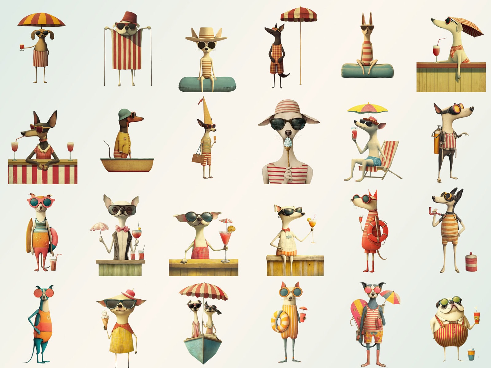 Whimsical Dogs Summer Clipart & Backgrounds - Image 2