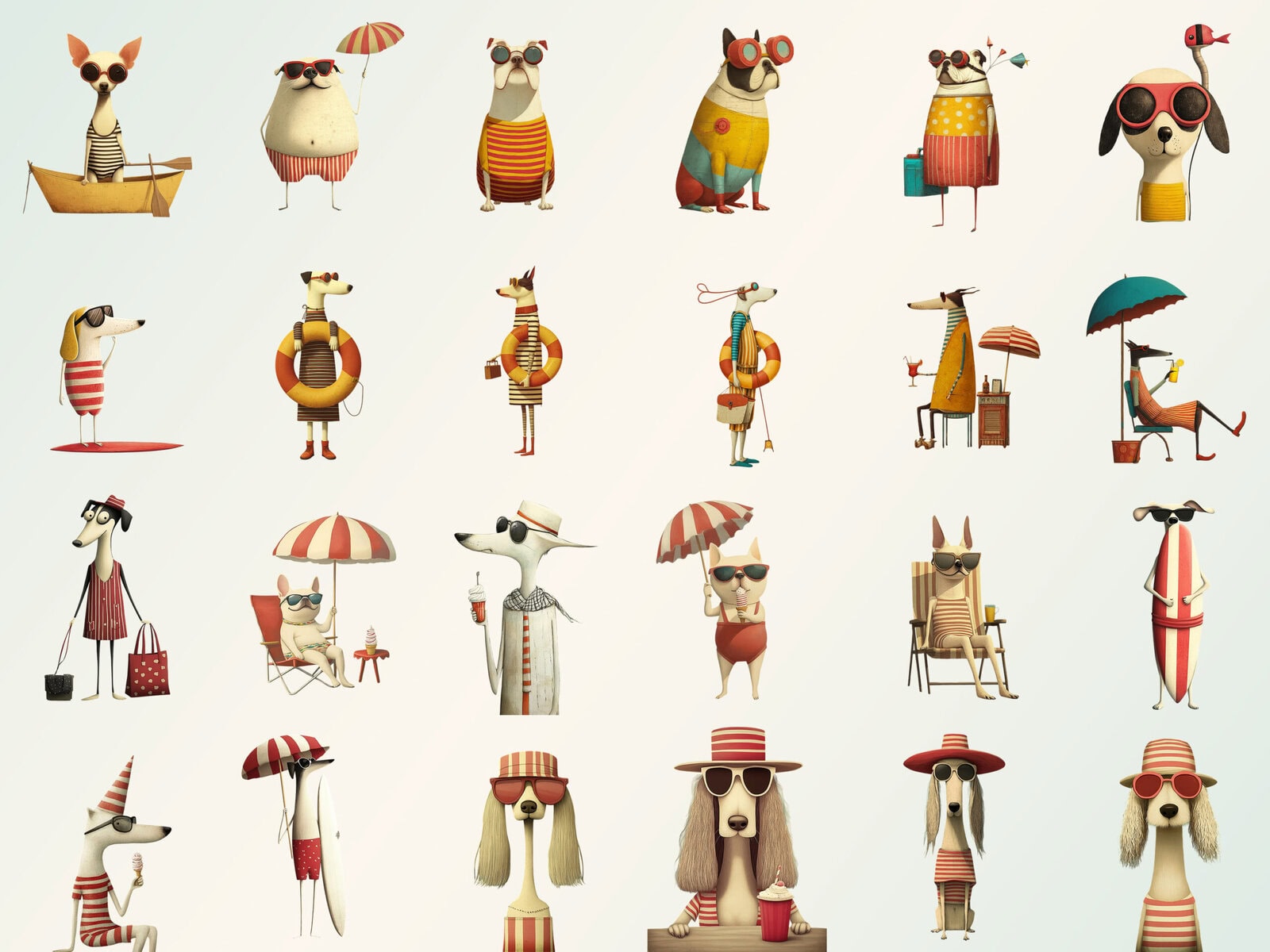 Whimsical Dogs Summer Clipart & Backgrounds - Image 3