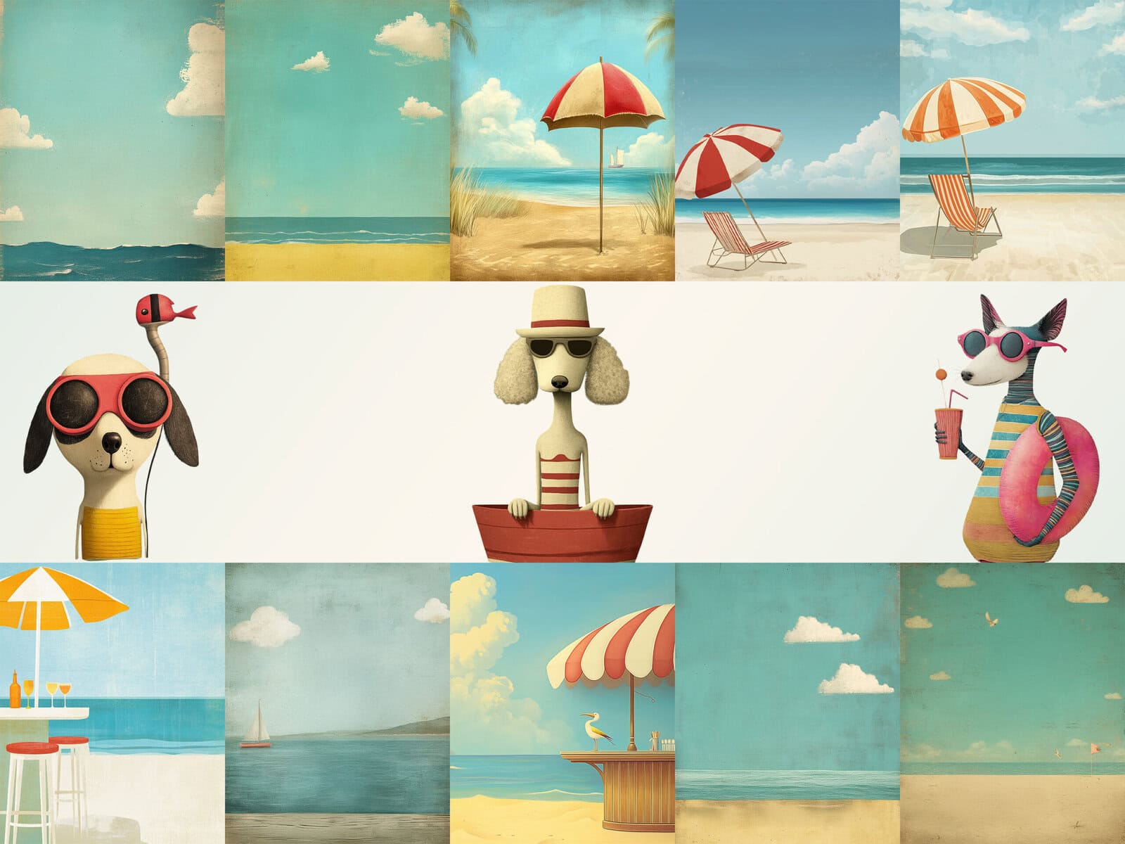 Whimsical Dogs Summer Clipart & Backgrounds - Image 6