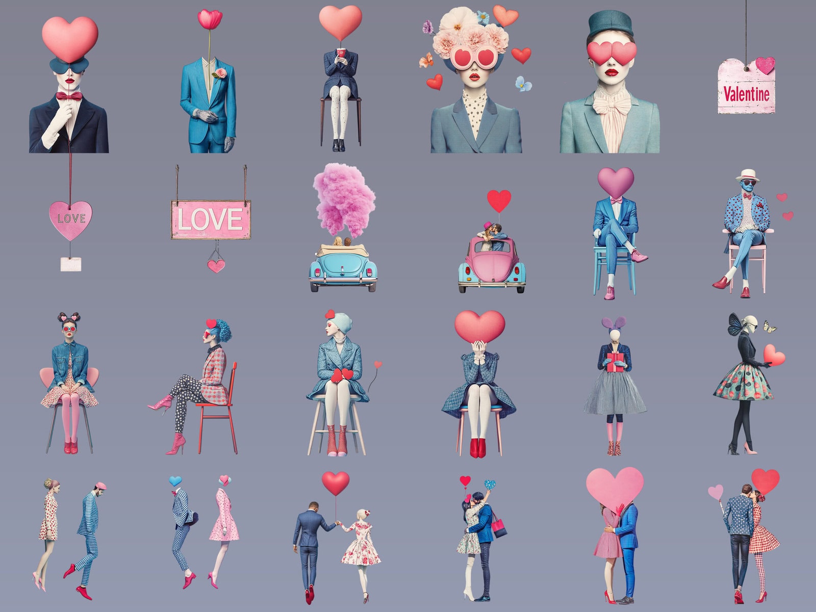 Surreal Valentine People Clipart & Backgrounds - Image 3