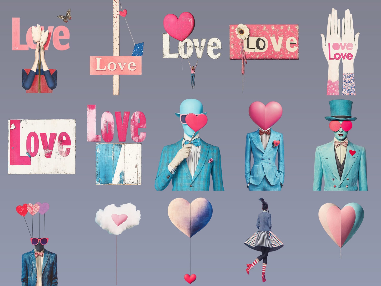 Surreal Valentine People Clipart & Backgrounds - Image 4