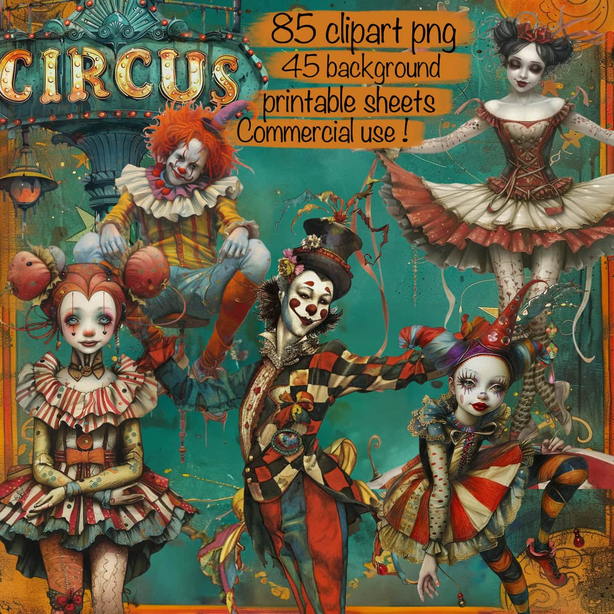Unique Whimsical Circus Clipart & Backgrounds