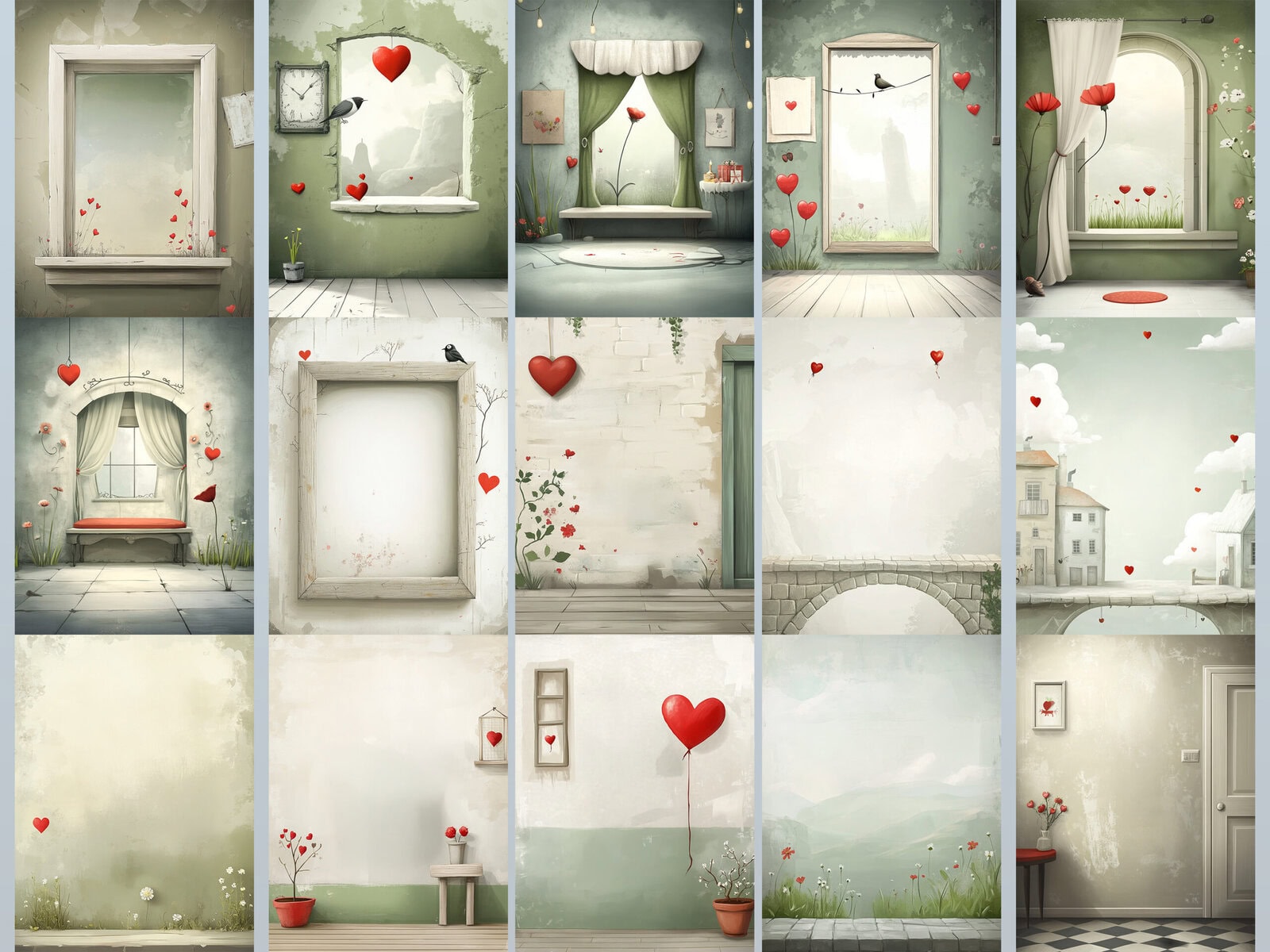 Whimsical Valentine Dogs Characters Clipart & Backgrounds - Image 4