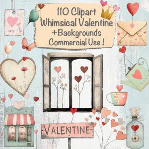 Whimsical Valentine Clipart & Backgrounds