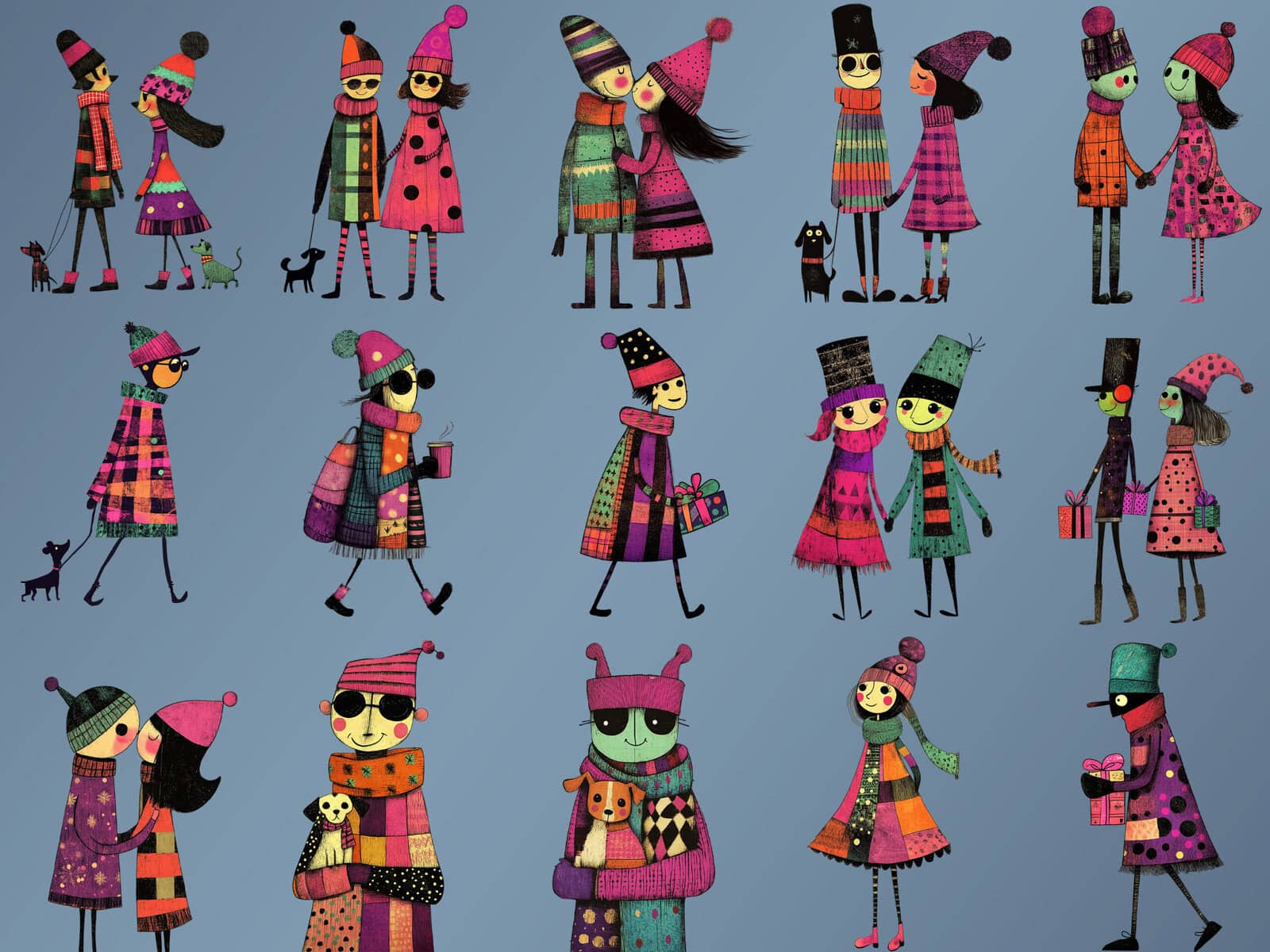 Colorful Winter Characters Clipart & Backgrounds - Image 3