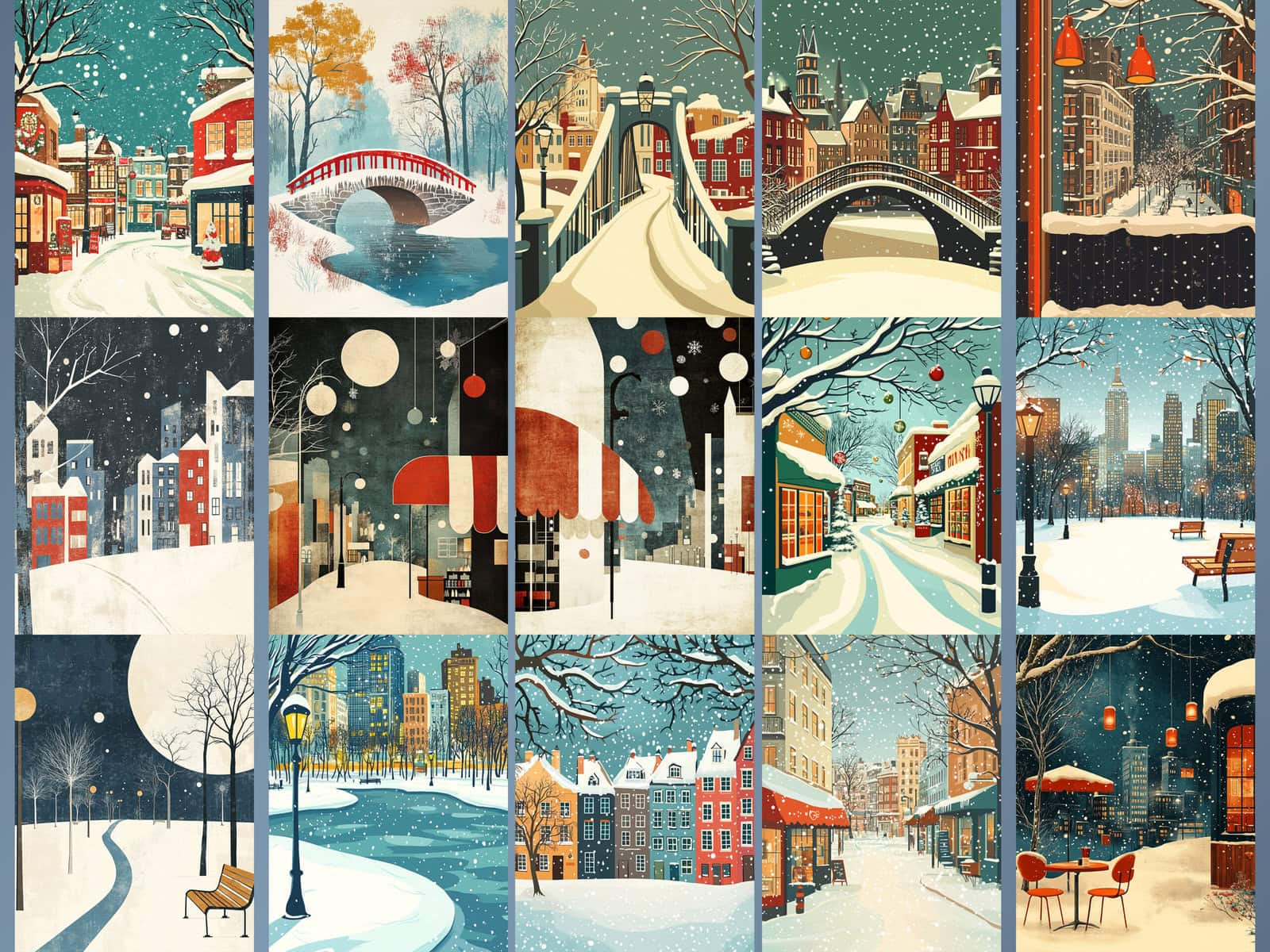 Colorful Winter Characters Clipart & Backgrounds - Image 5