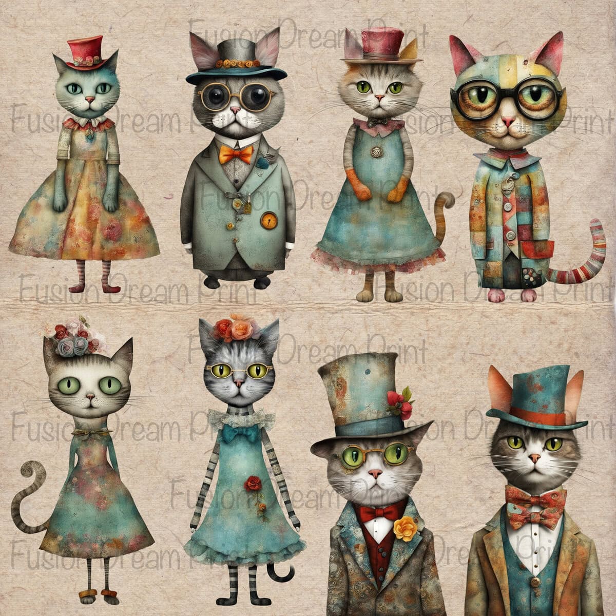 Whimsical Cats Clipart - Image 3