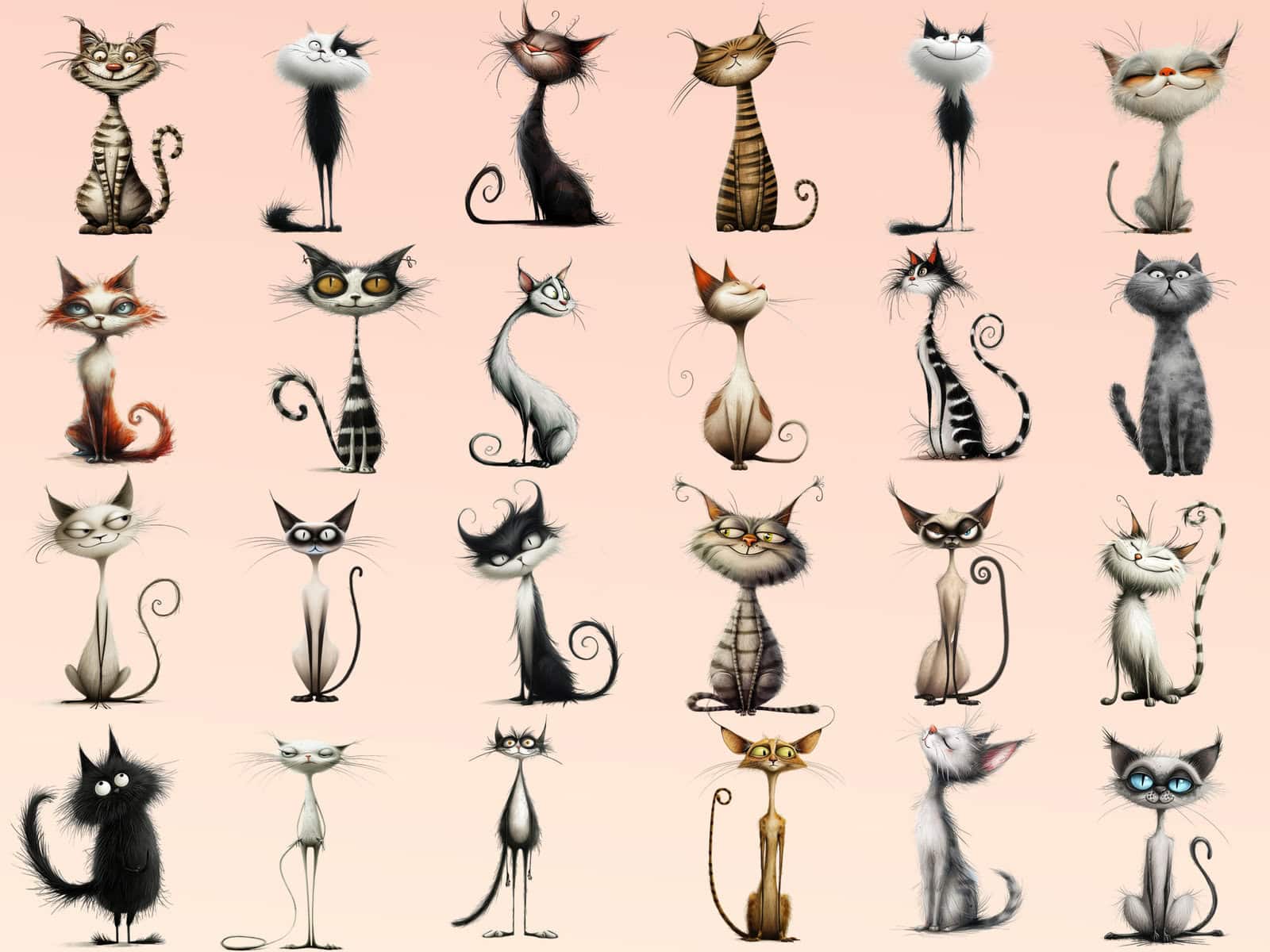 Quirky Whimsy Cats Clipart & Backgrounds - Image 2