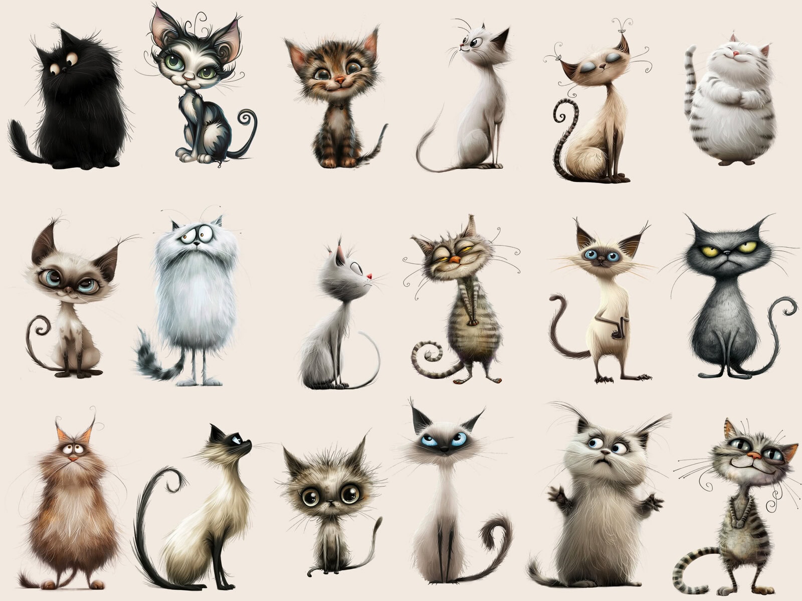 Whimsical Cat Crew Clipart & Backgrounds - Image 2