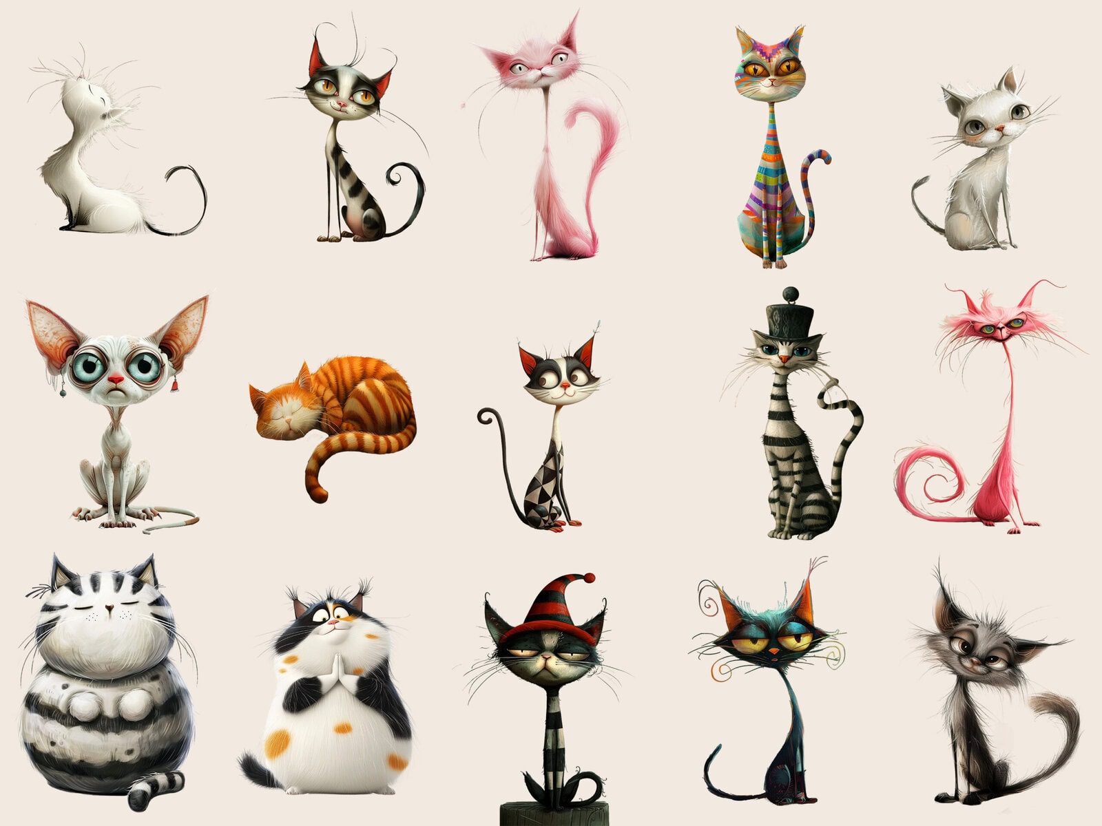 Whimsical Cat Crew Clipart & Backgrounds - Image 3