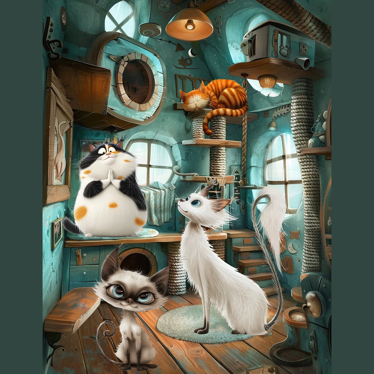 Whimsical Cat Crew Clipart & Backgrounds - Image 6