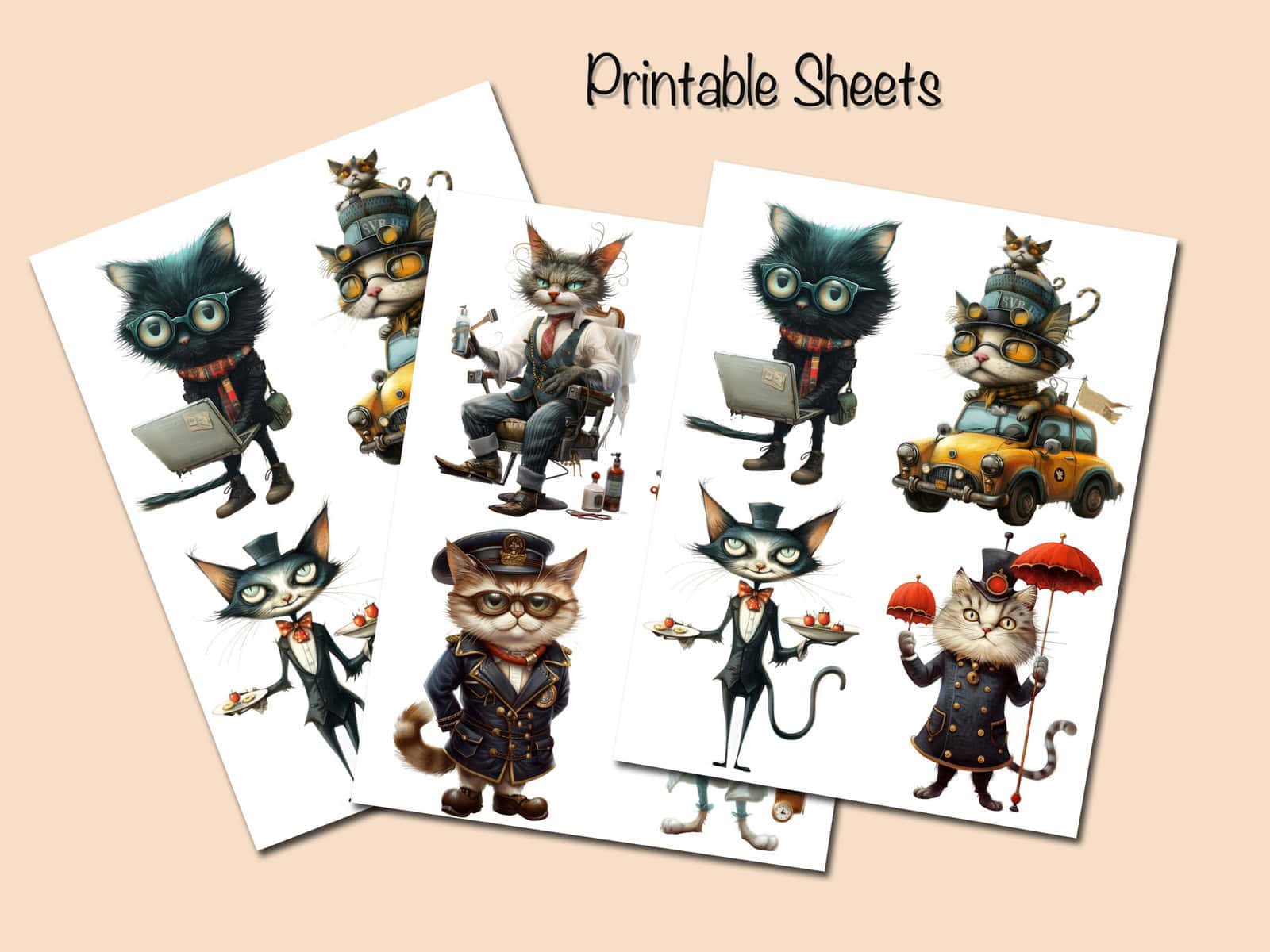 Whimsy Cats Occupation Clipart - Image 5