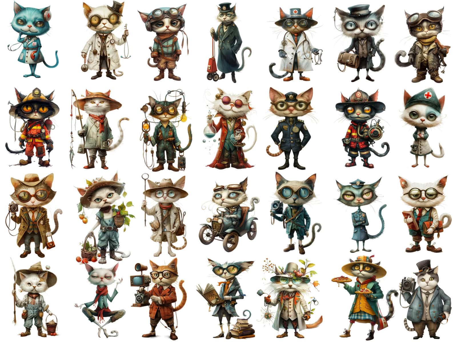 Whimsy Cats Occupation Clipart - Image 2