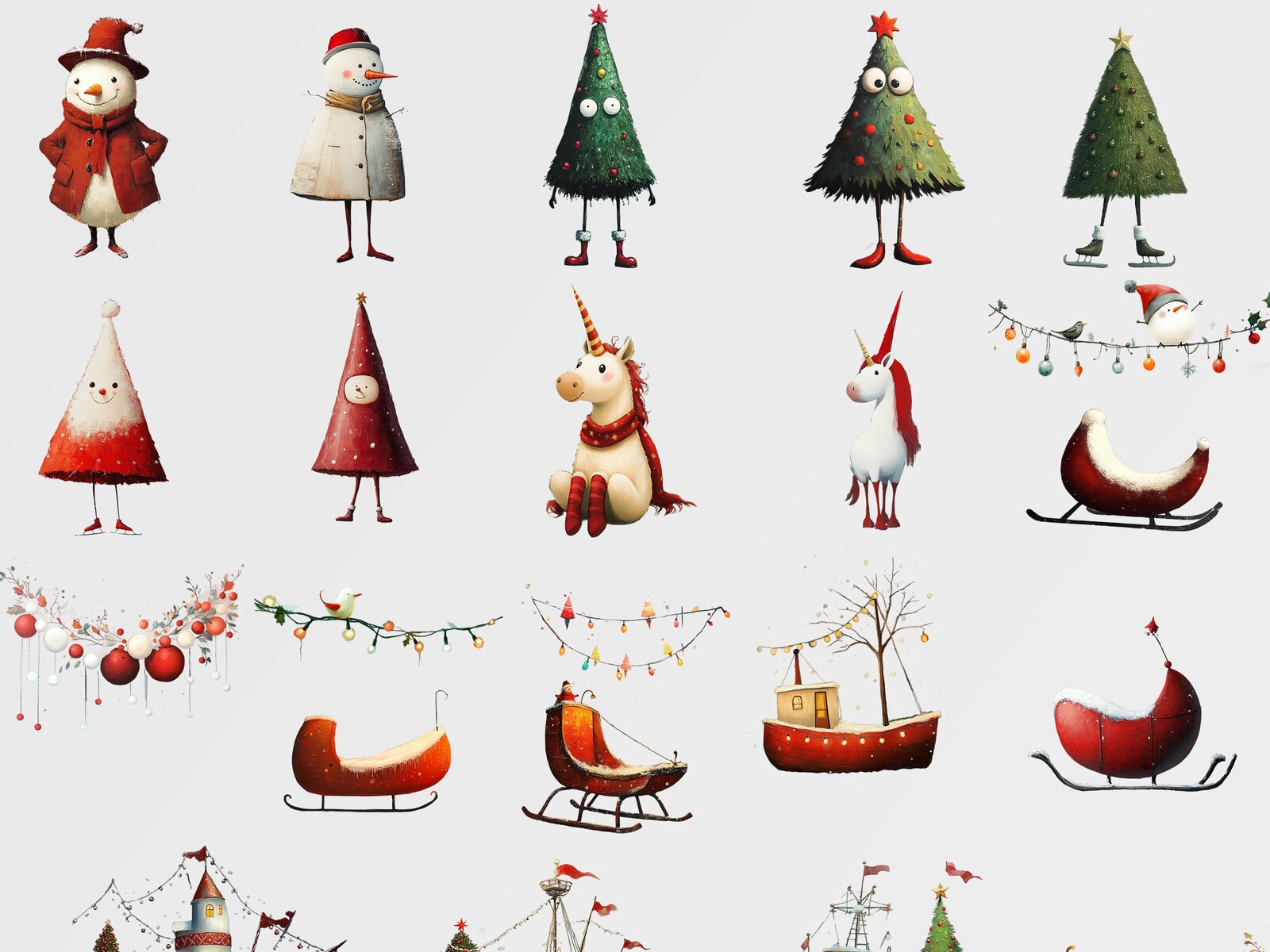 Whimsy Christmas Characters Clipart & Backgrounds - Image 4
