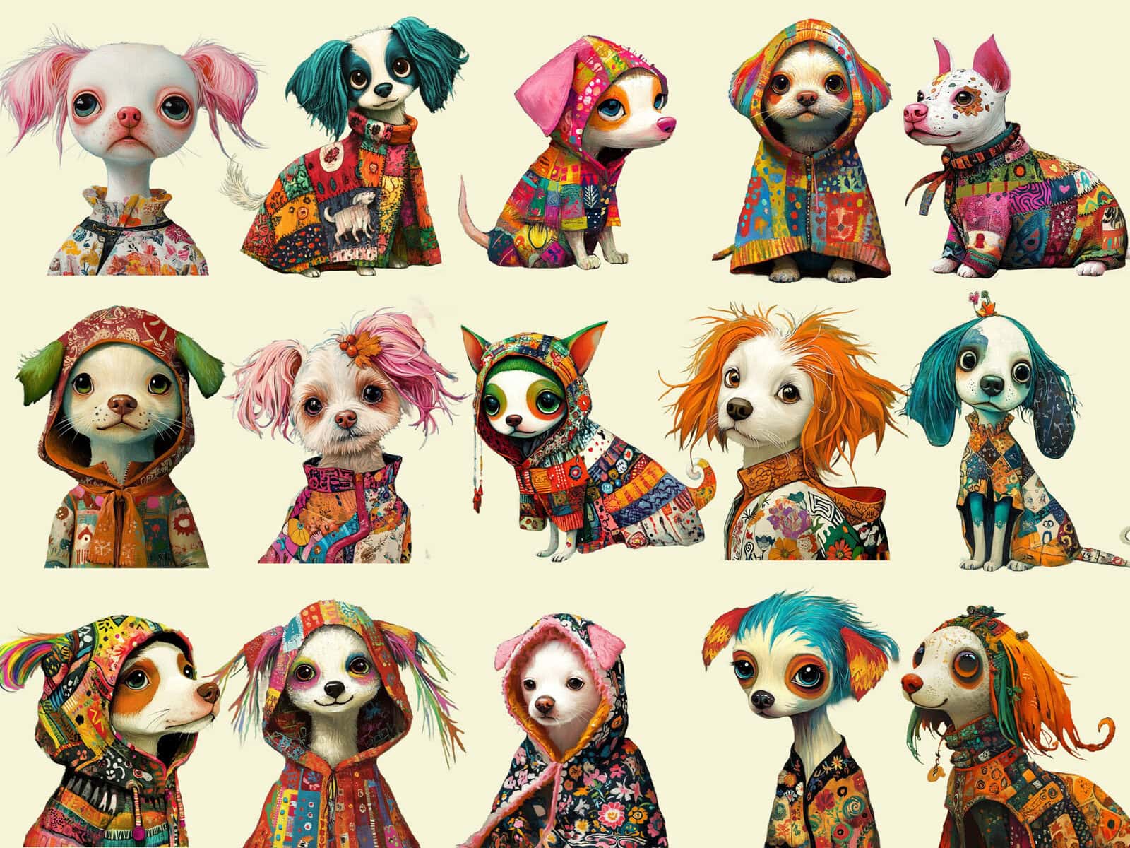 Whimsical Autumn Dogs Clipart & Backgrounds - Image 3