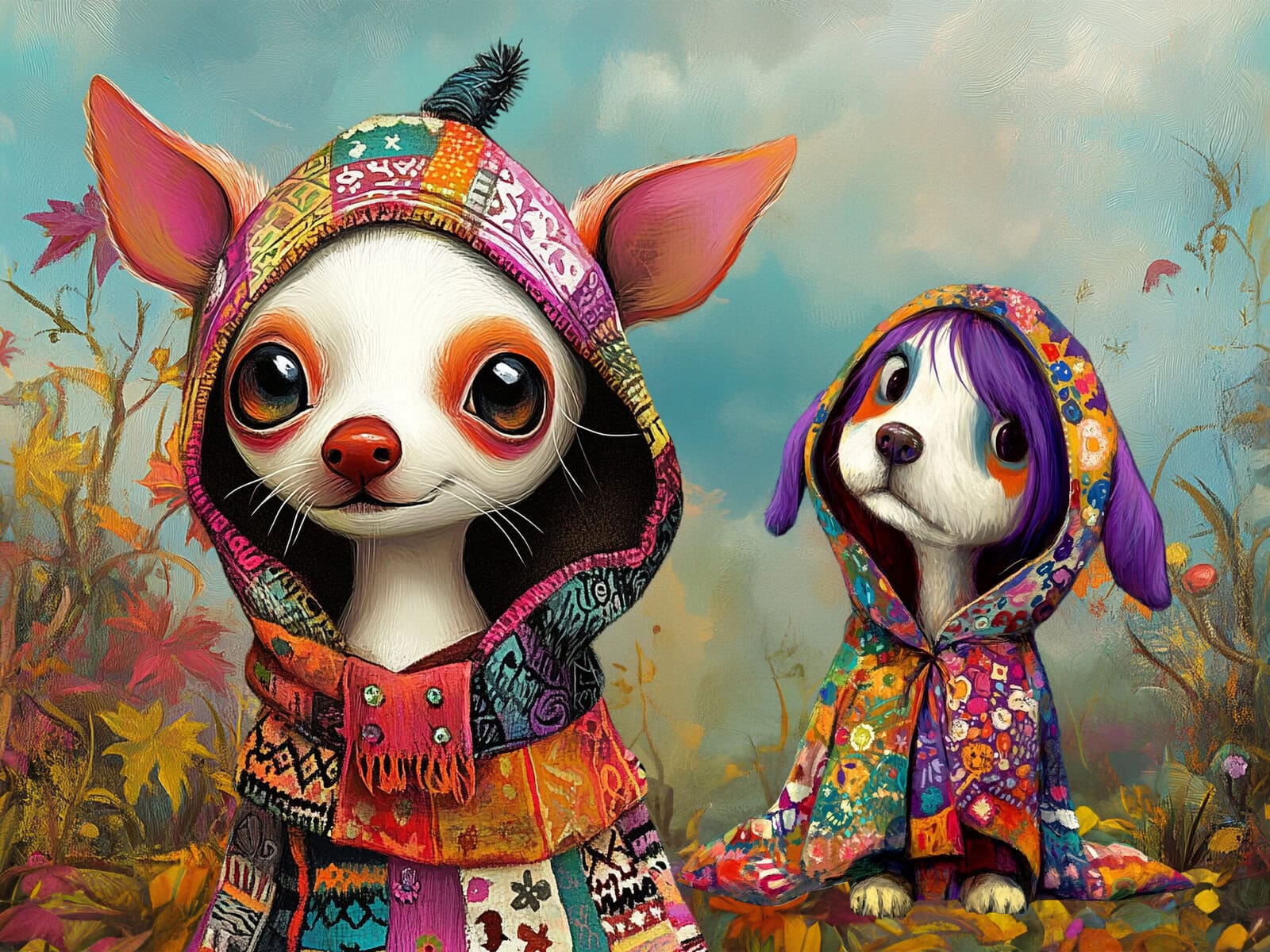 Whimsical Autumn Dogs Clipart & Backgrounds - Image 6