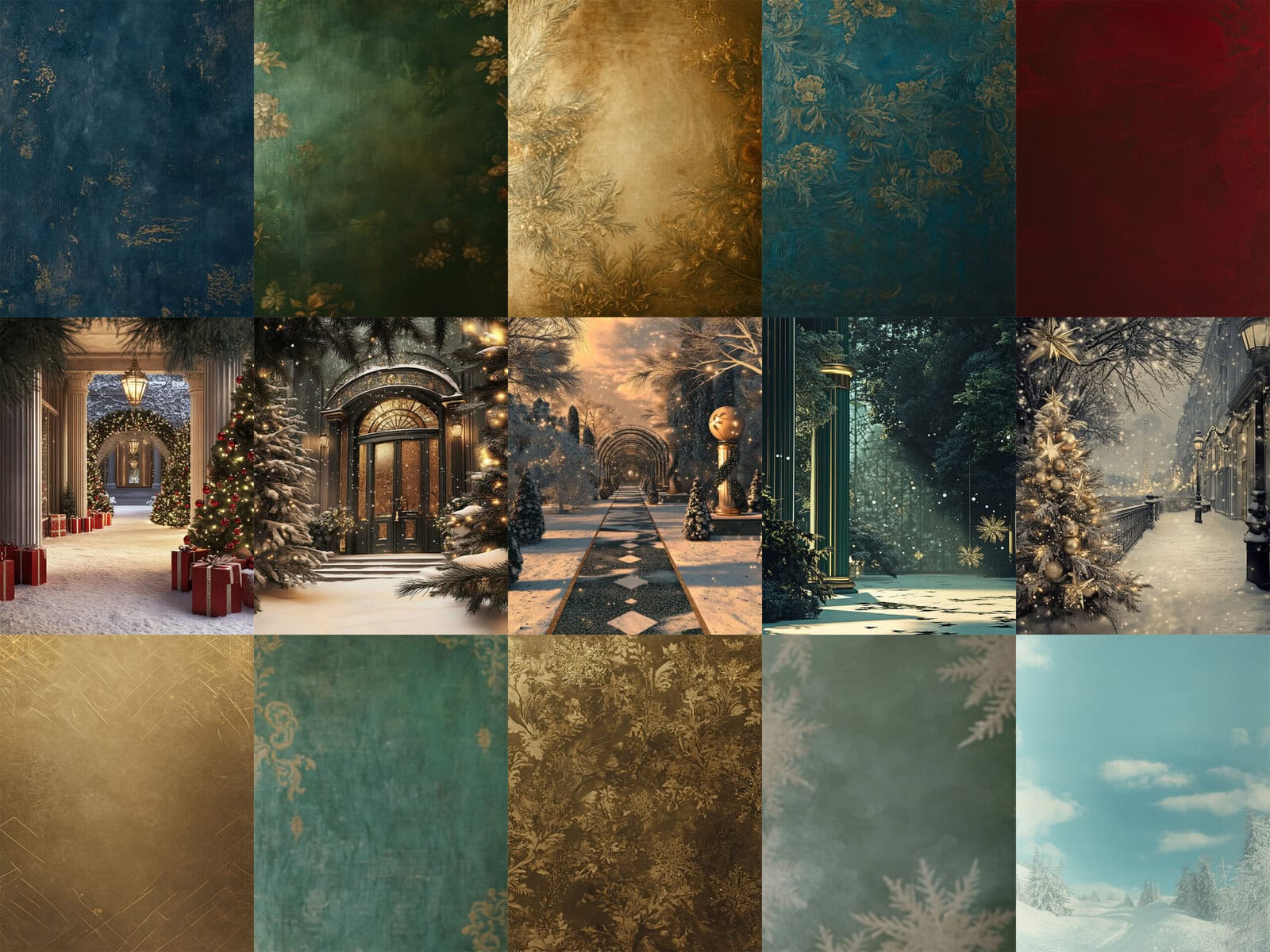 Retro Style Surreal Christmas Woman Portraits Clipart & Backgrounds - Image 4