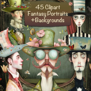 Fantasy Whimsical Man with Hat Clipart & Backgrounds