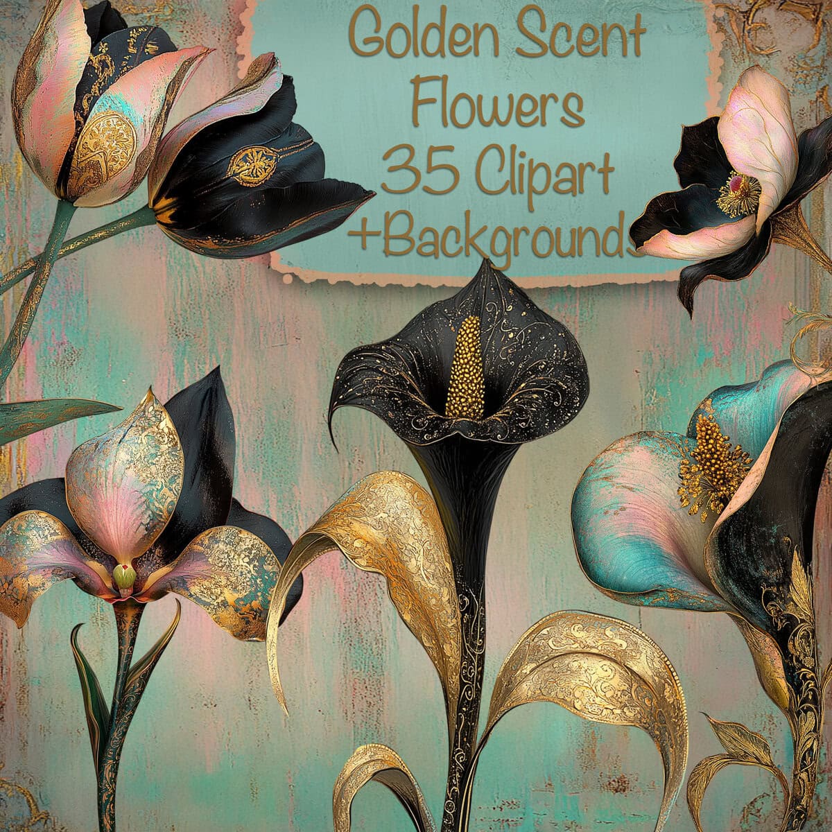 Golden Scent Flowers Clipart & Backgrounds