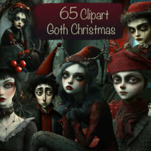 Goth Christmas Characters Clipart & Backgrounds