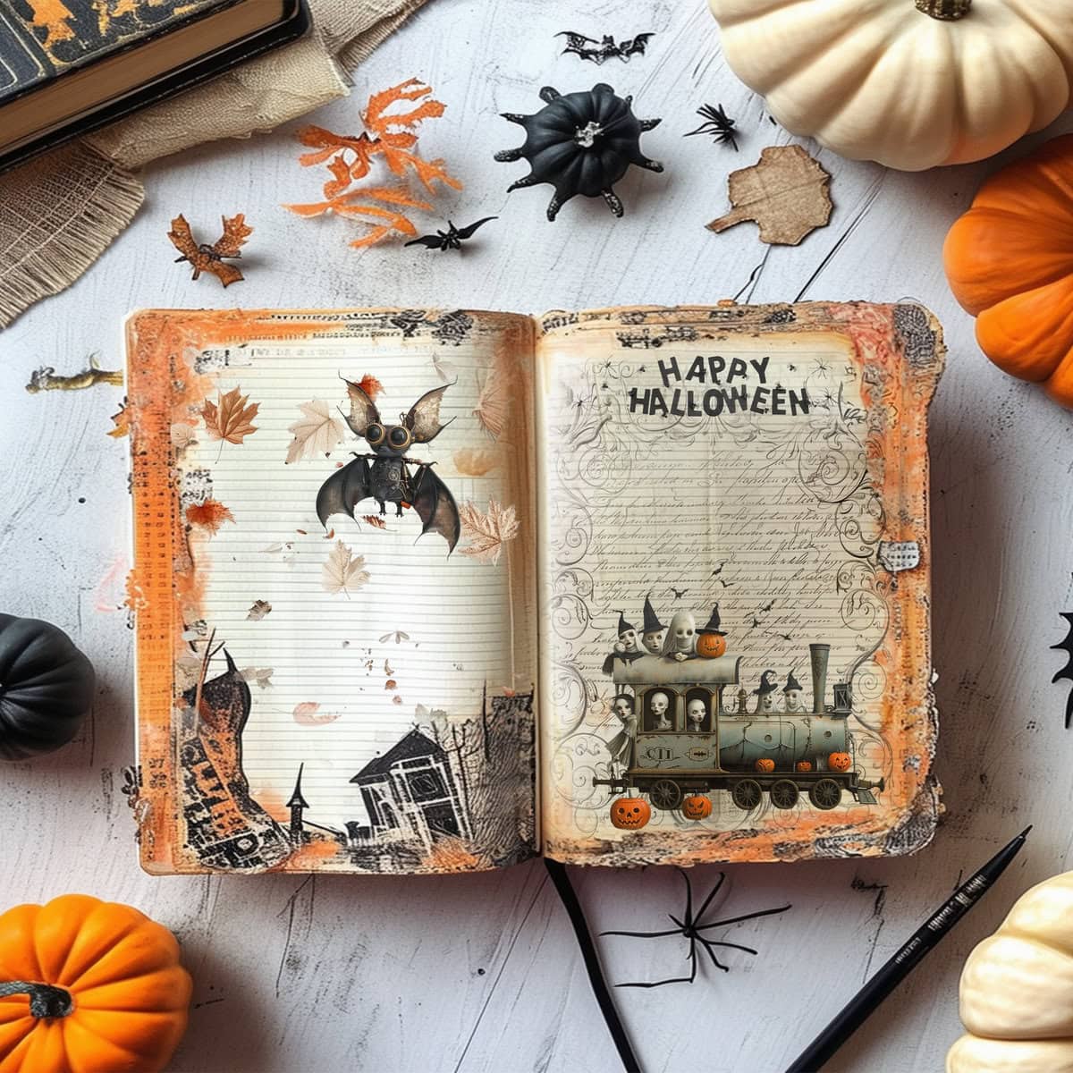 Whimsical Halloween Trains Clipart - Image 5