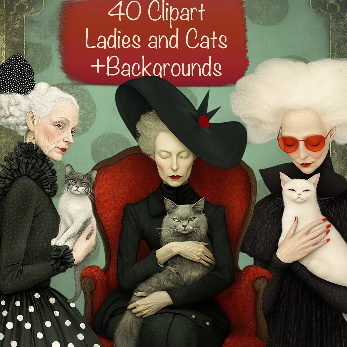 Old Cat Lady Clipart & Backgrounds