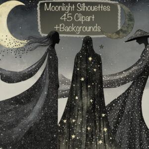 Moonlight Silhouettes Clipart & Backgrounds