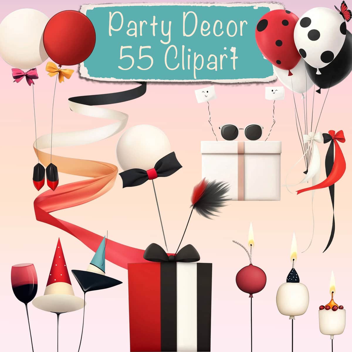 Whimsical Party Decor Clipart Bundle