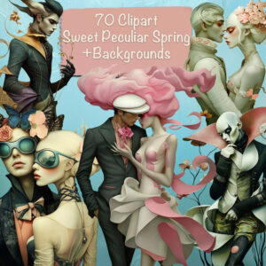 Peculiar Spring Characters Clipart & Backgrounds