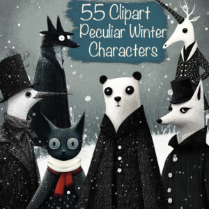 Peculiar Winter Animals Clipart & Backgrounds